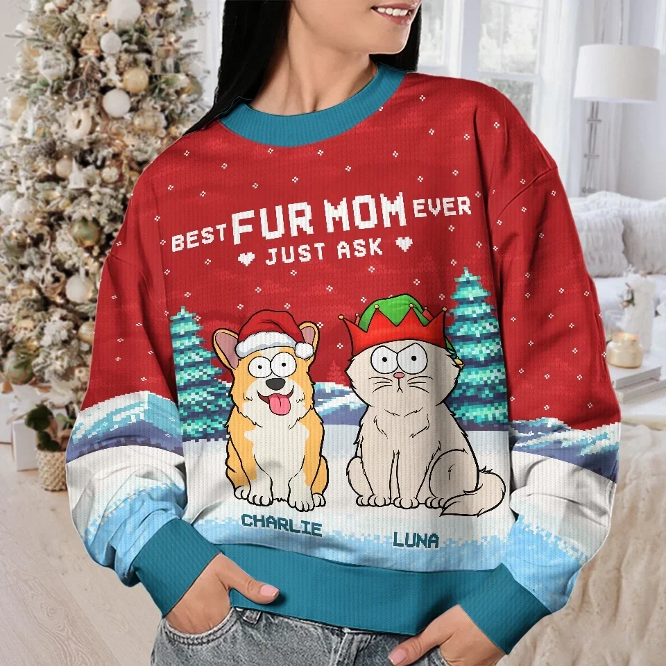 A Cozy Way To Celebrate Christmas With Your Furry Friends - Dog & Cat Personalized Custom Ugly Sweatshirt - Unisex Wool Jumper - Christmas Gift For Pet Owners, Pet Lovers - Image 3