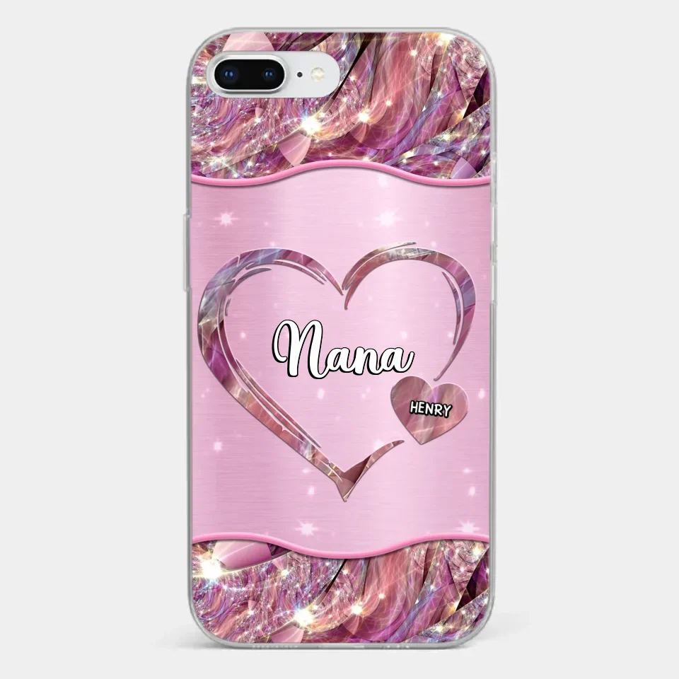 A Garden Of Love Grows In A Grandmother's Heart - Family Personalized Custom Faux Jewelry Effect Printed Clear Phone Case - Gift For Mom, Grandma - Image 5