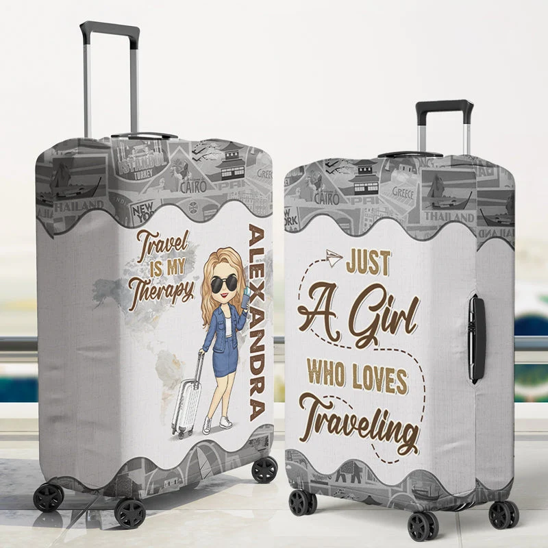 A Girl Who Loves Traveling - Travel Personalized Custom Luggage Cover - Holiday Vacation Gift, Gift For Adventure Travel Lovers - Image 2