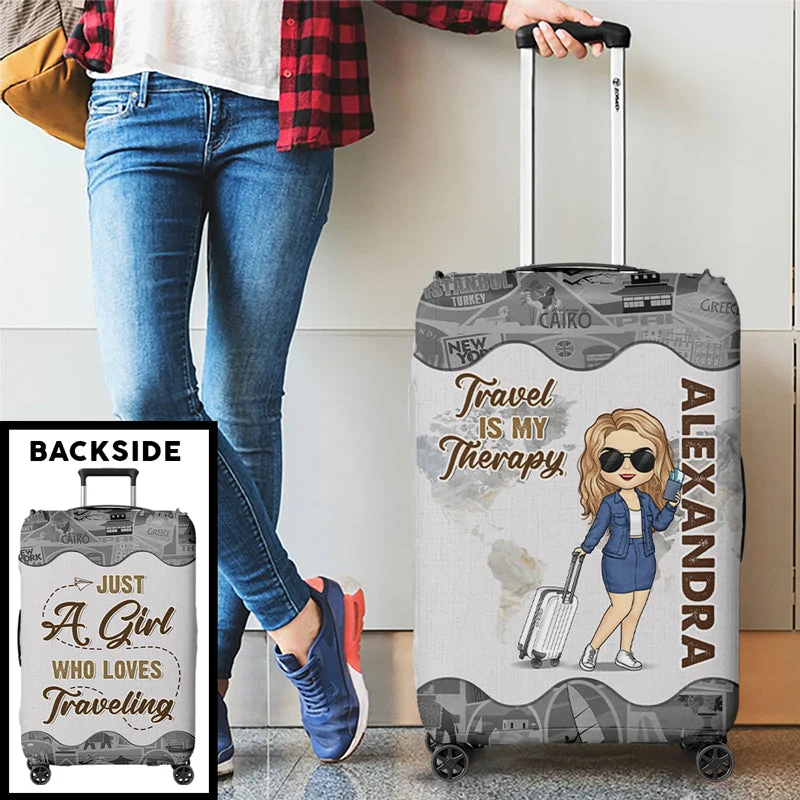 A Girl Who Loves Traveling - Travel Personalized Custom Luggage Cover - Holiday Vacation Gift, Gift For Adventure Travel Lovers - Image 3