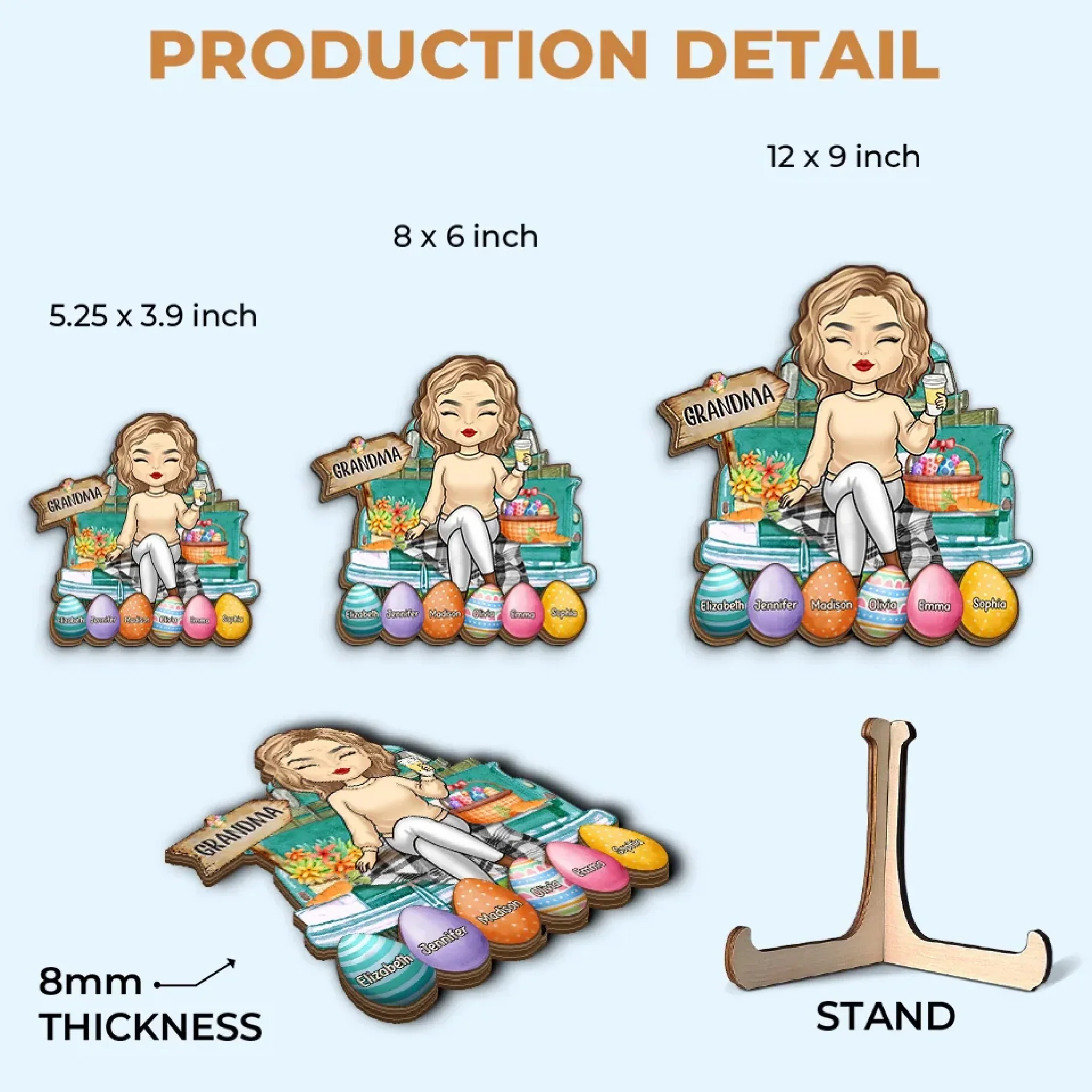 A Grandma’s Love Never Goes Out Of Style - Family Personalized Custom 2-Layered Wooden Plaque With Stand - Easter Gift For Mom, Grandma - Image 6