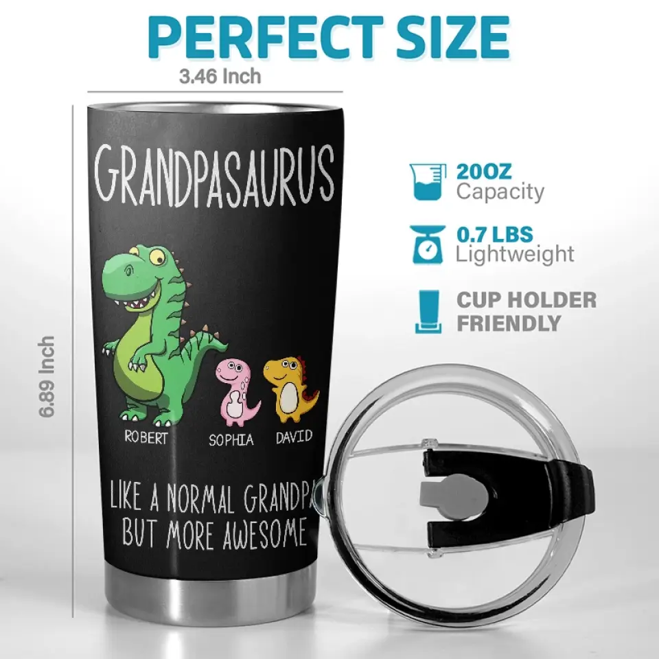A Normal Papa But More Awesome - Family Personalized Custom Tumbler - Father's Day, Gift For Dad, Grandpa - Image 3
