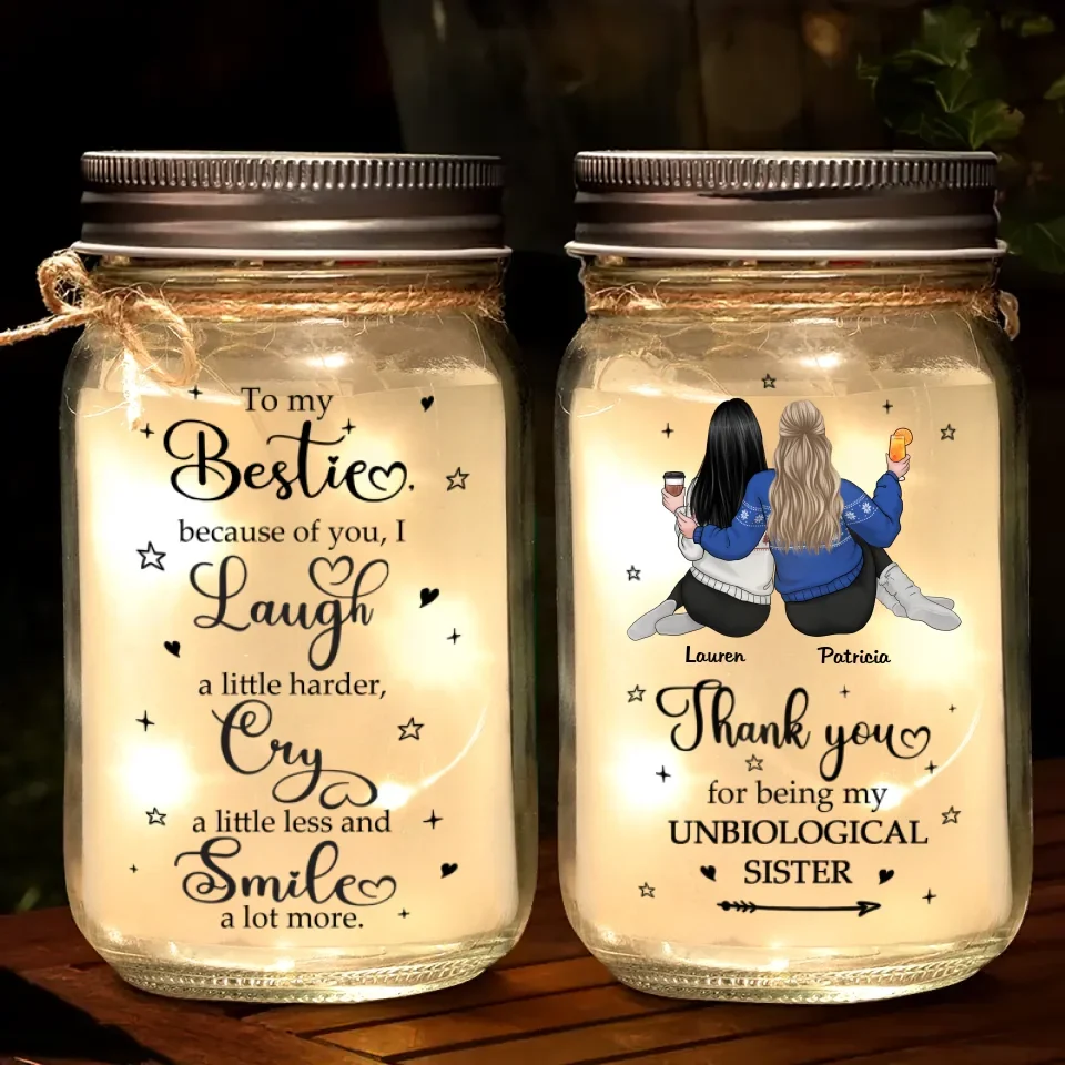 Always Better Together - Bestie Personalized Custom Mason Jar Light - Gift For Best Friends, BFF, Sisters - Image 2