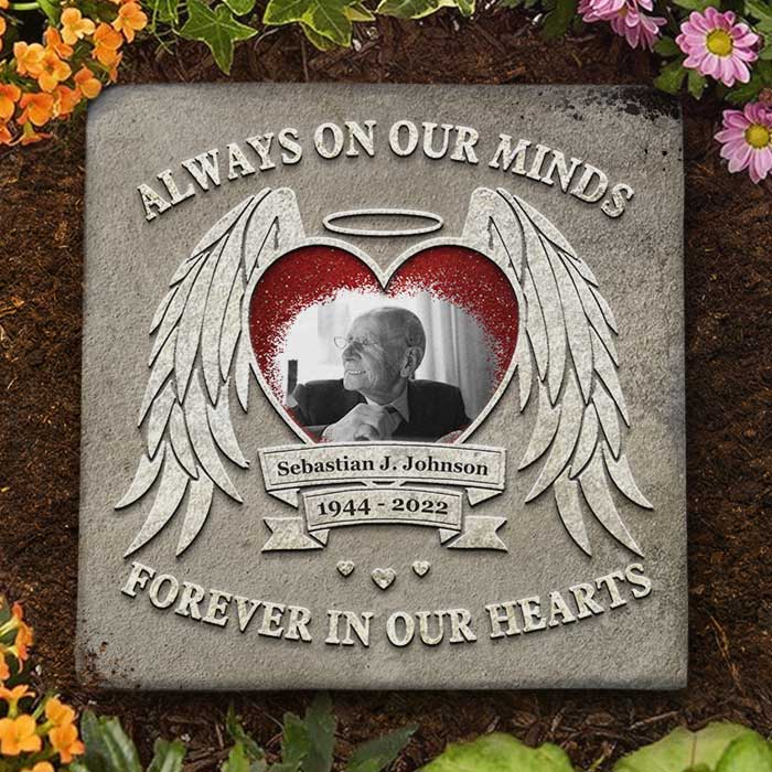 Always On Our Minds & Forever In Our Hearts - Personalized Memorial Stone, Human Grave Marker - Upload Image, Memorial Gift, Sympathy Gift - Image 2