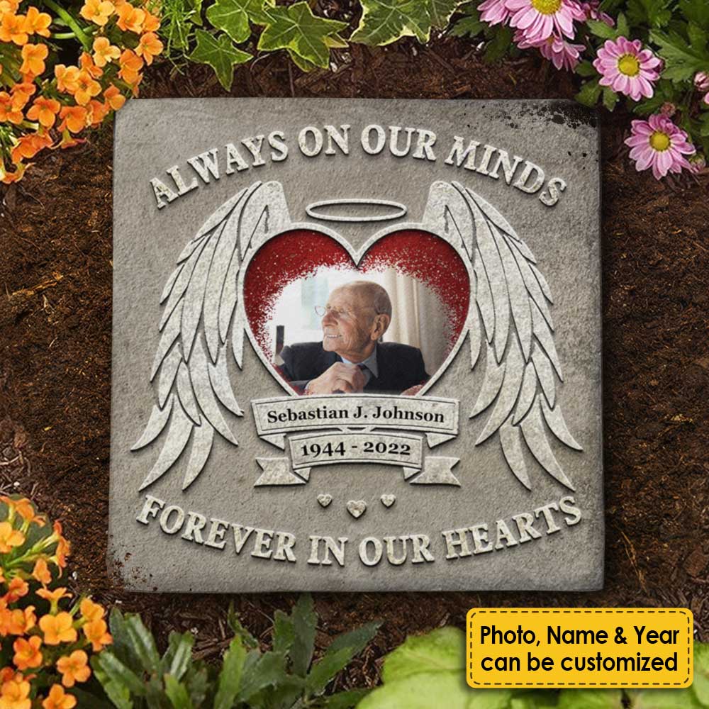 Always On Our Minds & Forever In Our Hearts - Personalized Memorial Stone, Human Grave Marker - Upload Image, Memorial Gift, Sympathy Gift - Image 3