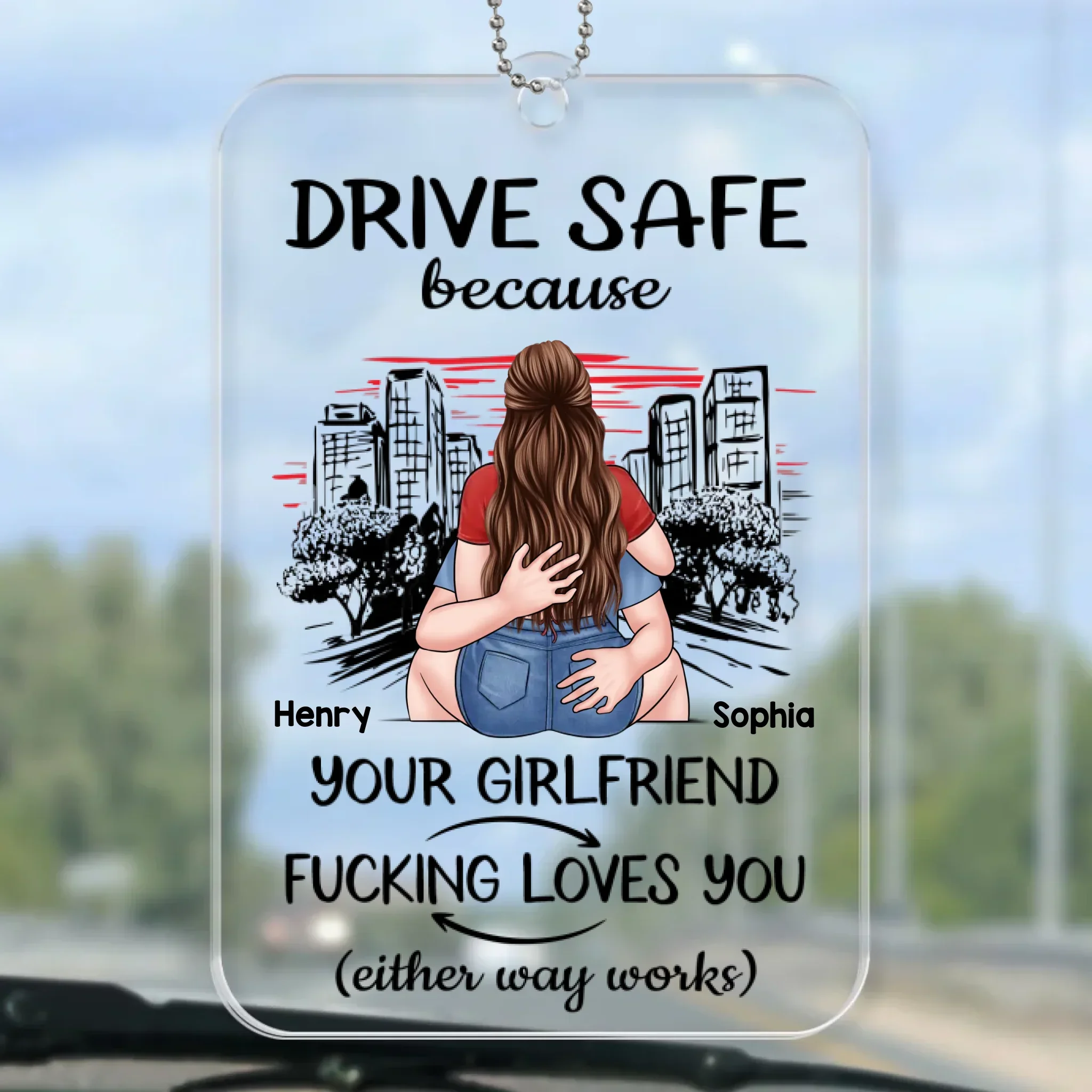 Be Careful On Your Journey - Couple Personalized Custom Car Ornament - Acrylic Custom Shaped - Gift For Husband Wife, Anniversary - Image 2