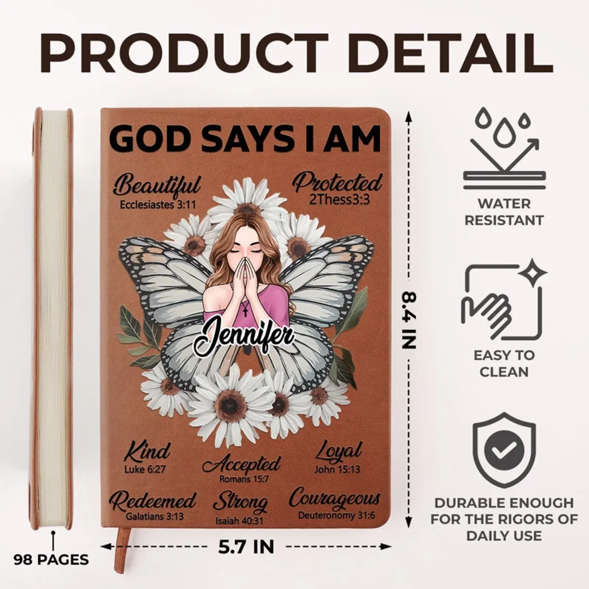 Beautiful In God's Eyes - Family Personalized Custom Leather Journal - Gift For Yourself, Best Friends, Siblings, Family Members - Image 5