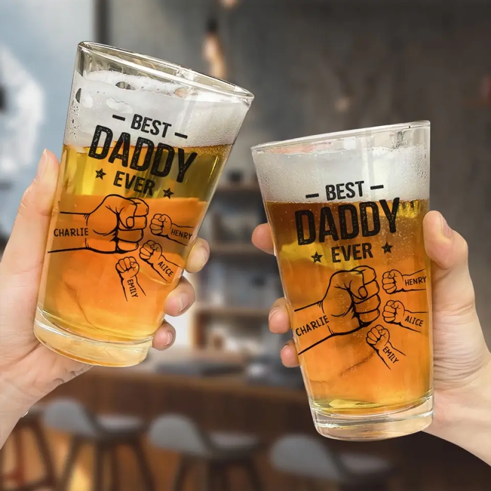 Behind Every Good Kid Is A Great Dad - Family Personalized Custom Beer Glass - Father's Day, Gift For Dad, Grandpa - Image 3