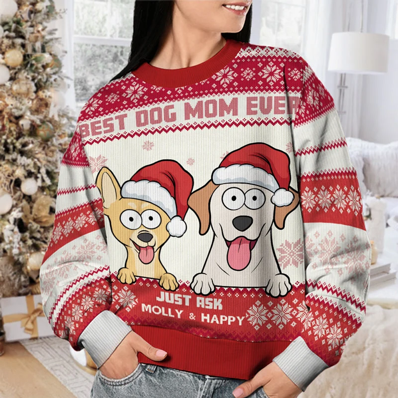 Best Dog Mum Ever - Dog Personalized Custom Ugly Sweatshirt - Unisex Wool Jumper - Christmas Gift For Pet Owners, Pet Lovers - Image 2