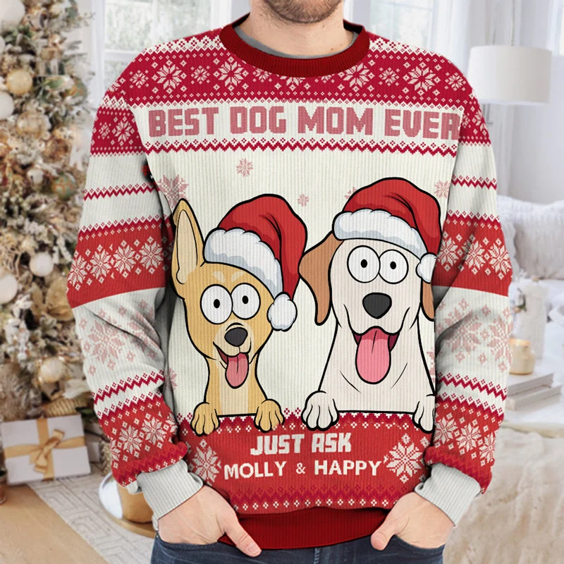 Best Dog Mum Ever - Dog Personalized Custom Ugly Sweatshirt - Unisex Wool Jumper - Christmas Gift For Pet Owners, Pet Lovers - Image 3