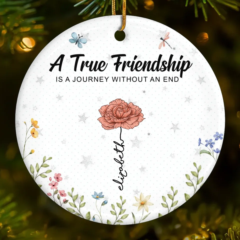 Besties Bloom Together Like Wildflowers - Bestie Personalized Custom Ornament - Ceramic Heart Shaped - Christmas Gift For Best Friends, BFF, Sisters - Image 6