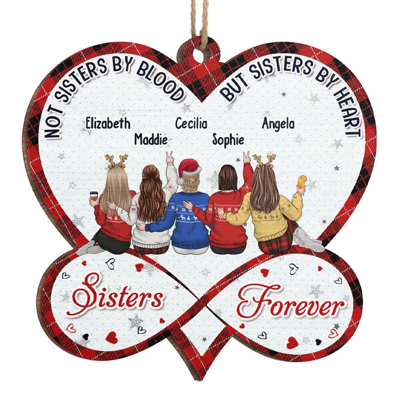Besties Forever - Bestie Personalized Custom Ornament - Wood Custom Shaped - Christmas Gift For Best Friends, BFF, Sisters - Image 2