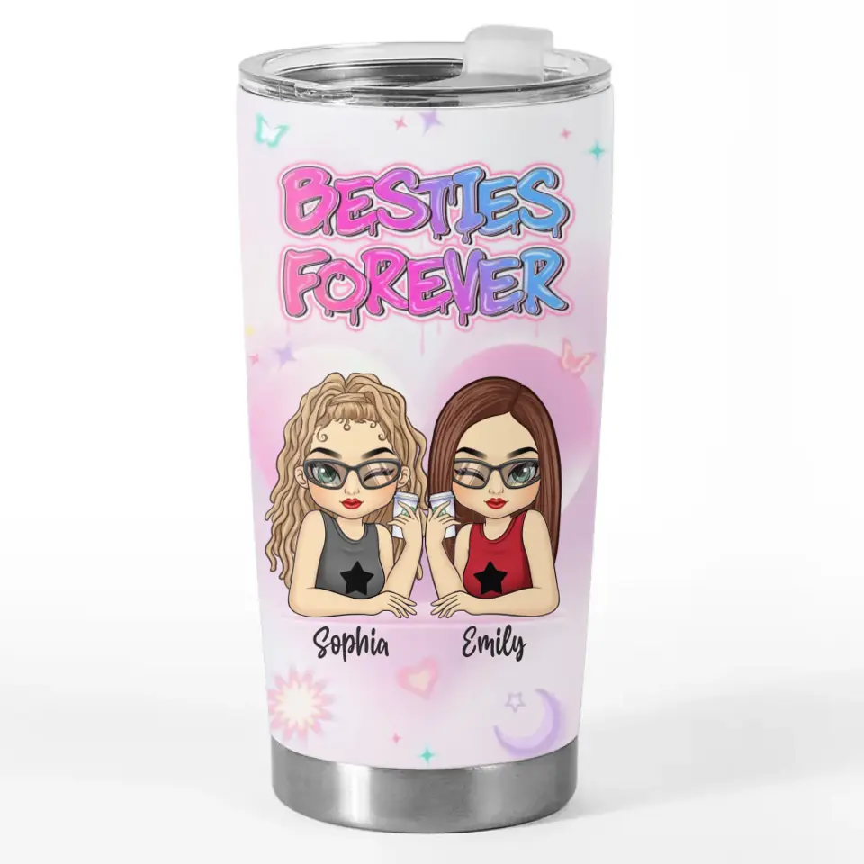 Besties Forever - Bestie Personalized Custom Tumbler - Gift For Best Friends, BFF, Sisters - Image 2