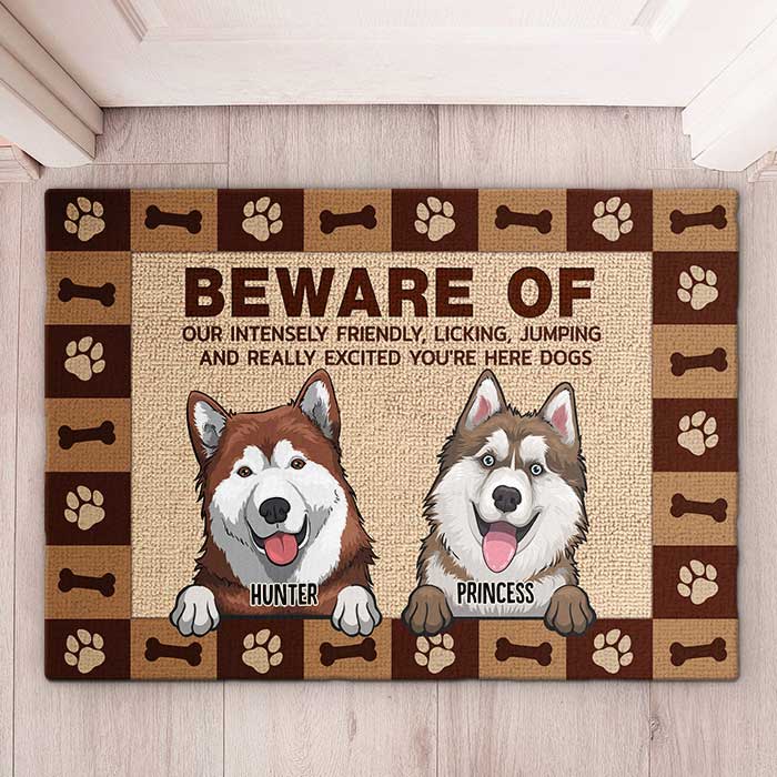 Beware Of Our Intensely - Personalized Decorative Mat - Gift For Dog Lovers, Dog Owners, Dog Gift, Gift For Pet Lovers - Image 2