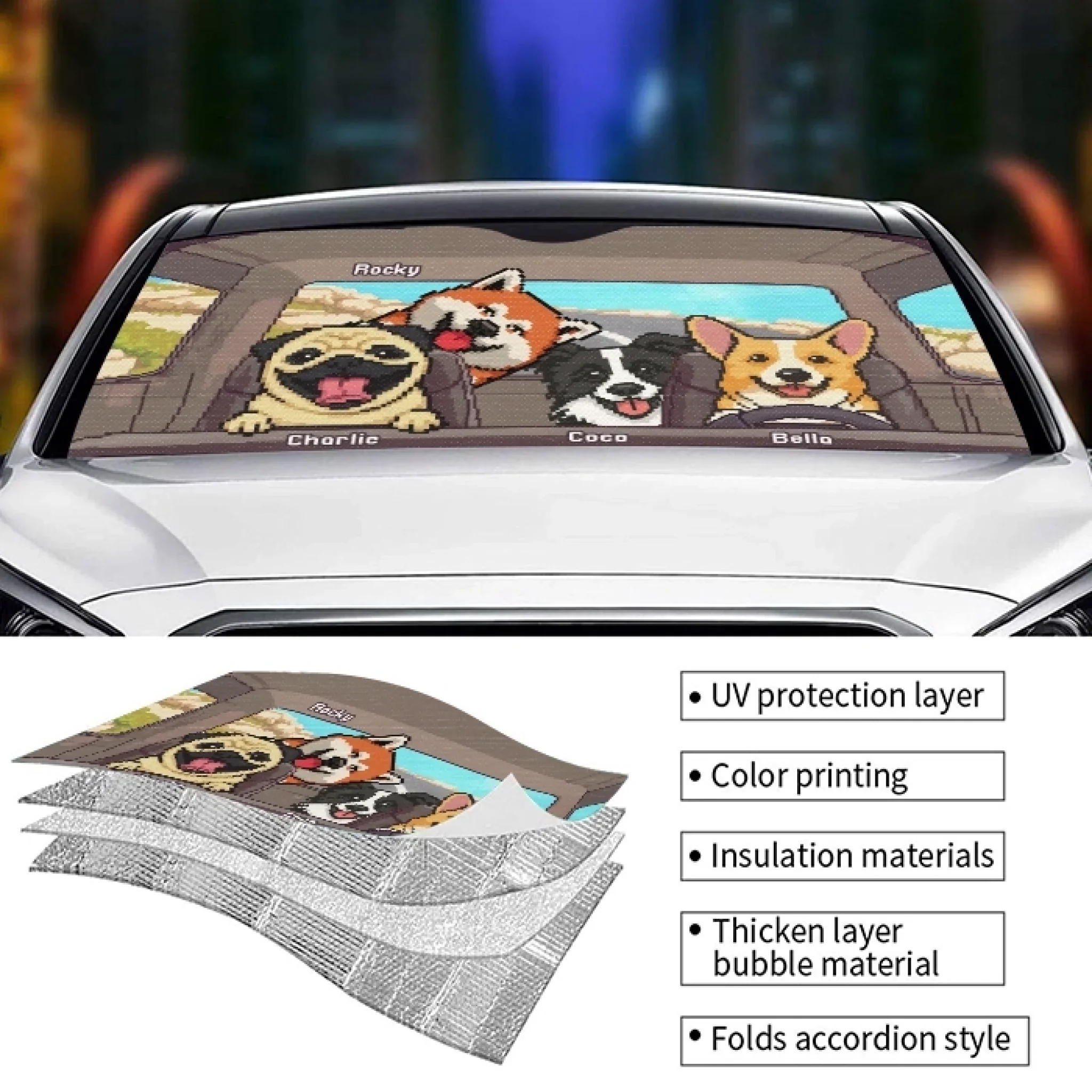 Buckle Up, It’s Bark Time - Dog Personalized Custom Auto Windshield Sunshade, Car Window Protector - Gift For Pet Owners, Pet Lovers - Image 4
