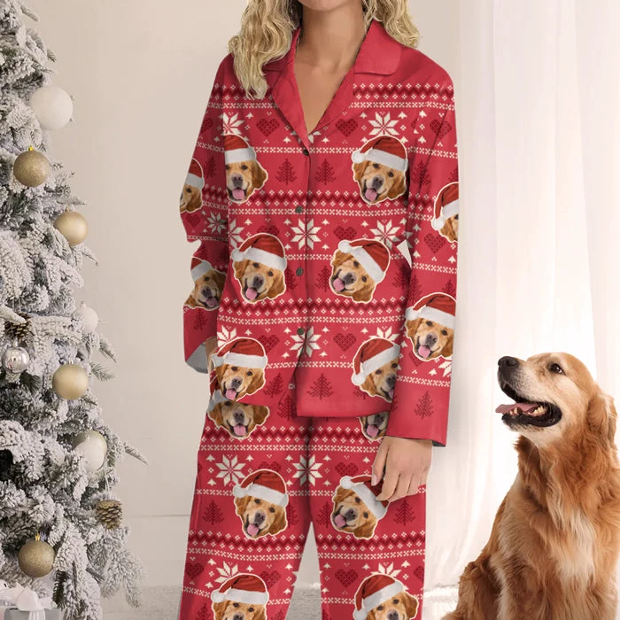 Christmas Is Coming Aztec Pattern - Dog & Cat Personalized Custom Face Photo Pajamas - Upload Image, Christmas Gift For Pet Owners, Pet Lovers - Image 6