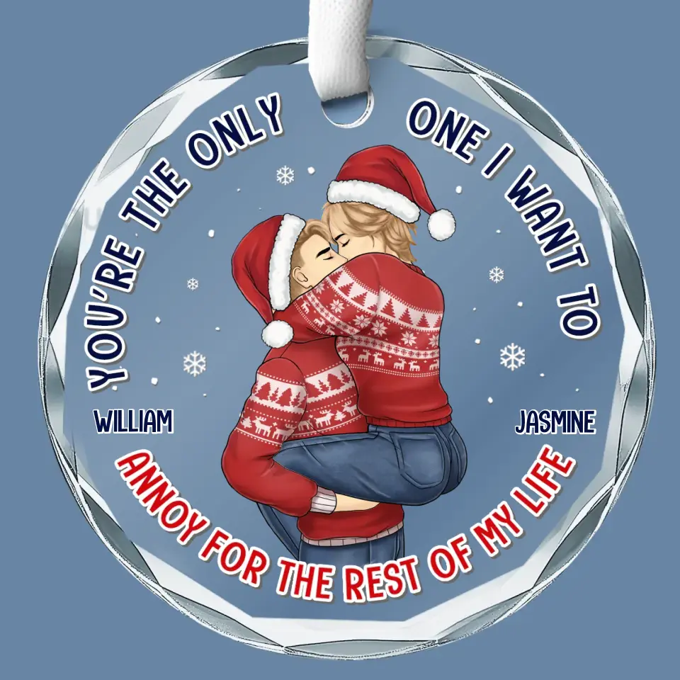 Congrats On Being My Husband, You're So Lucky - Couple Personalized Custom Circle Glass Ornament - Gift For Husband Wife, Anniversary - Image 2