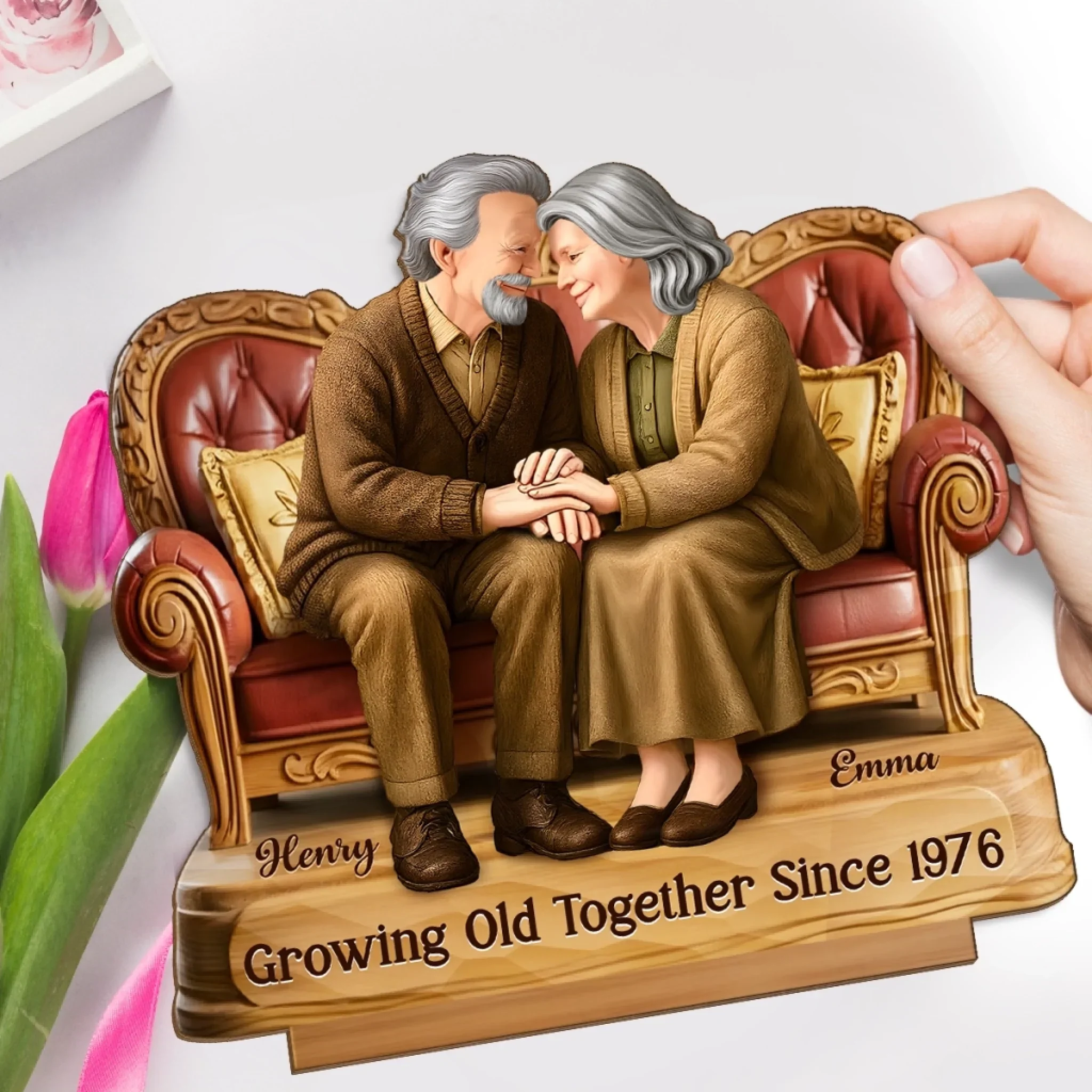 Custom 2-Layered Wooden Plaque - Personalized Anniversary Wedding Gifts For Husband And Wife, Him And Her - Life Feels Lighter With You - Image 4