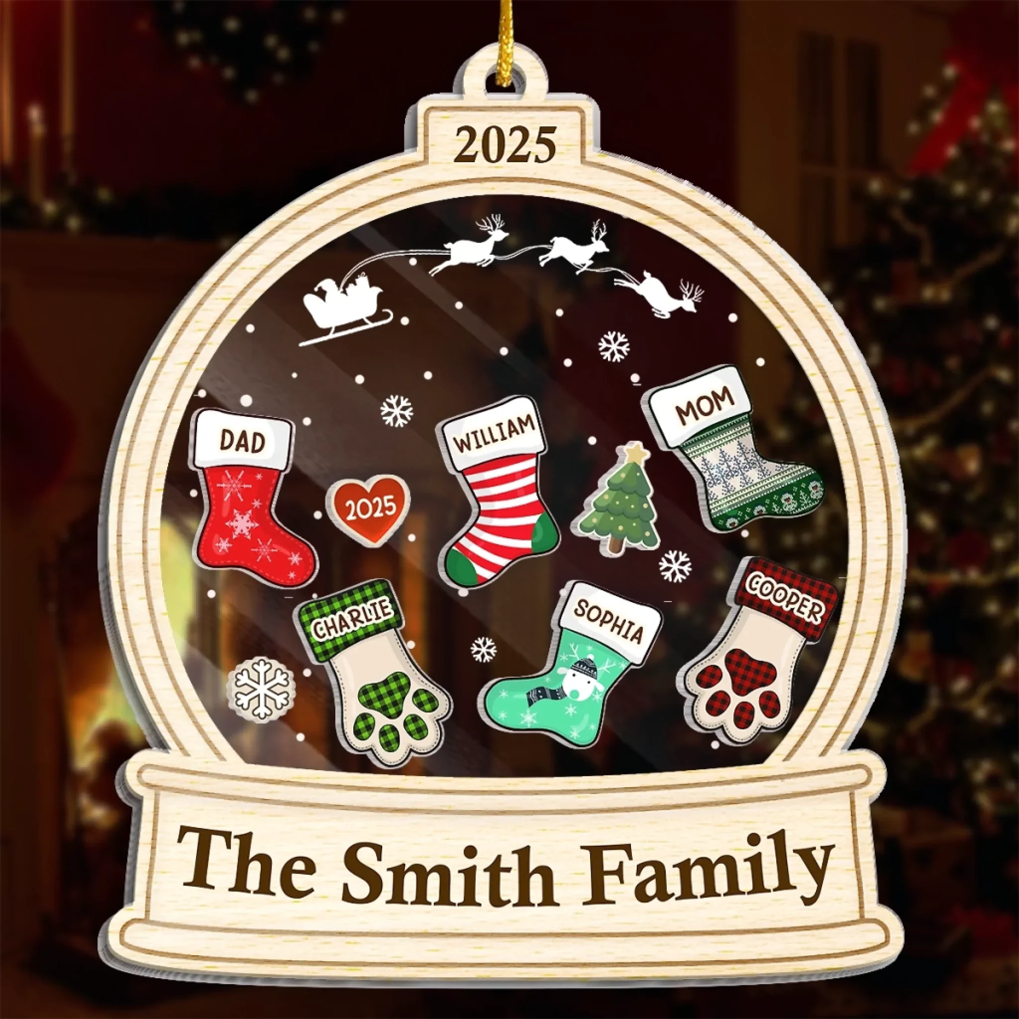 Custom 3 Layers Shaker Ornament - Personalized Christmas Birthday Gifts For Mom, Dad, Kids - All Stockings Hung With Love - Image 3