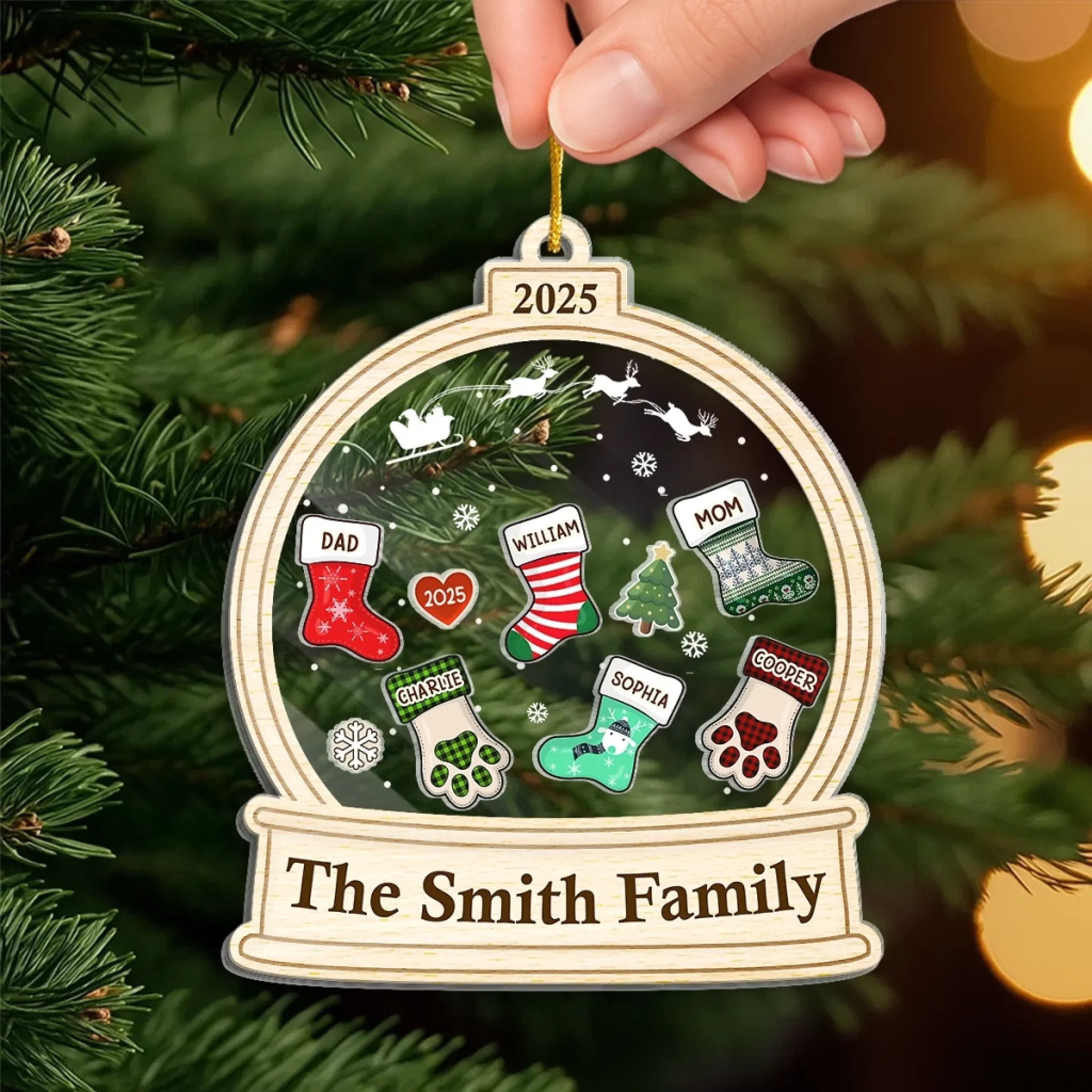 Custom 3 Layers Shaker Ornament - Personalized Christmas Birthday Gifts For Mom, Dad, Kids - All Stockings Hung With Love - Image 5