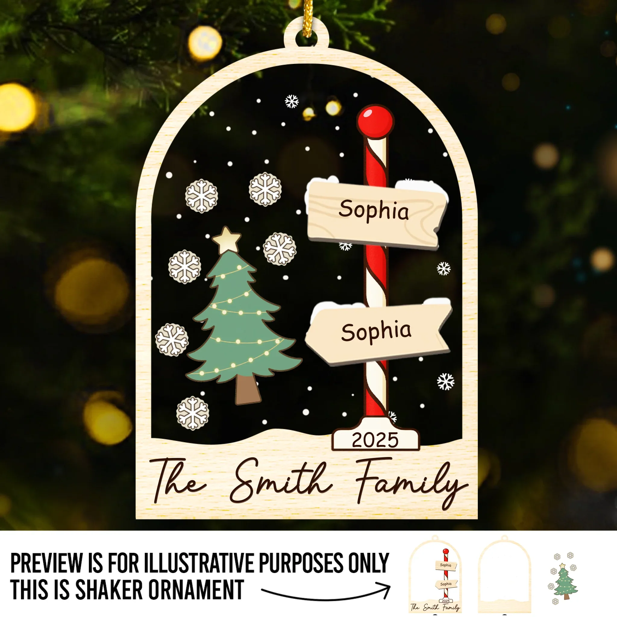 Custom 3 Layers Shaker Ornament - Personalized Christmas Birthday Gifts For Mom, Dad, Kids - Our Family Tree Shines Bright - Image 2
