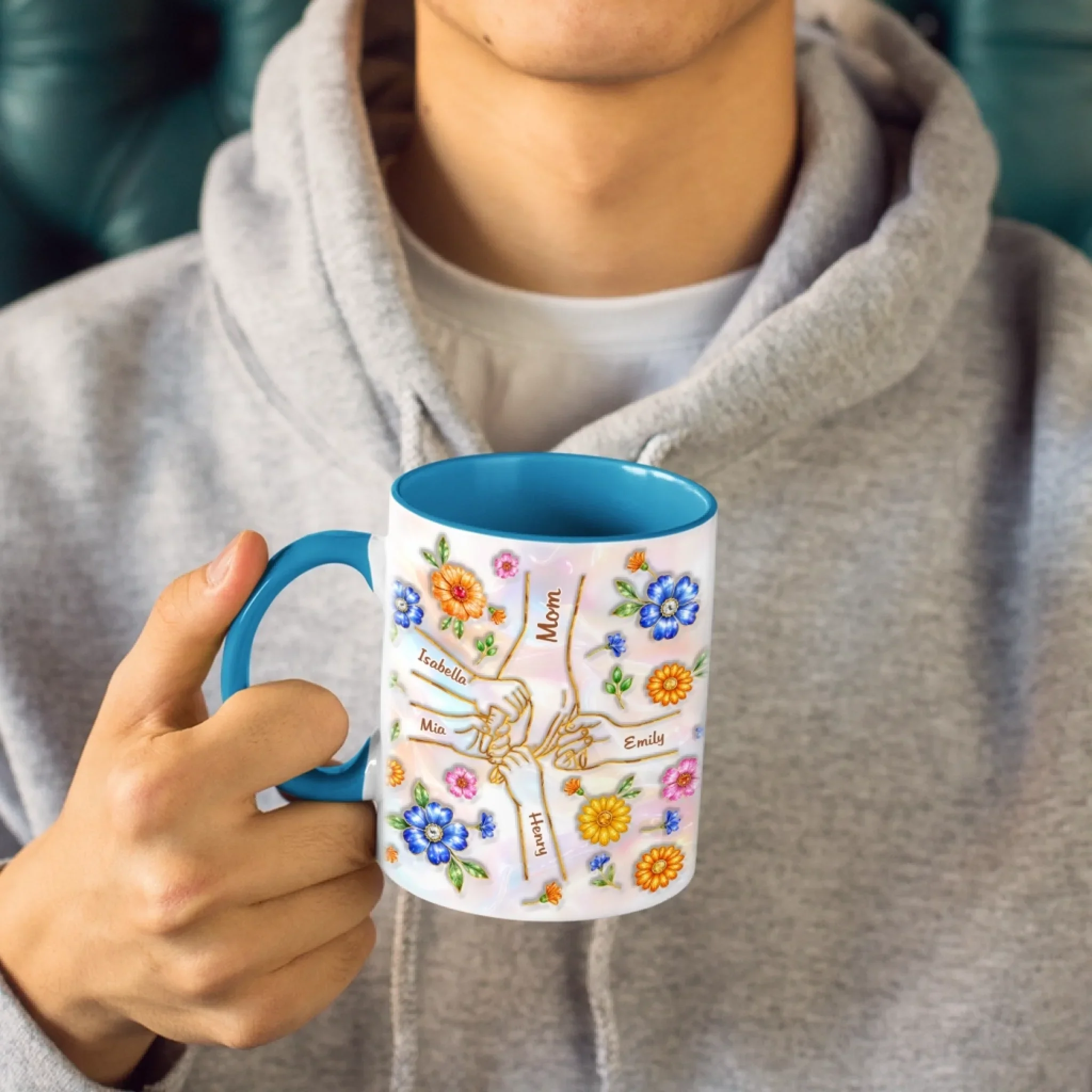 Custom 3D Inflated Effect Printed Accent Mug - Personalized Mother's Day Gifts For Mom, Grandma - Mom Love Never Fades - Image 3