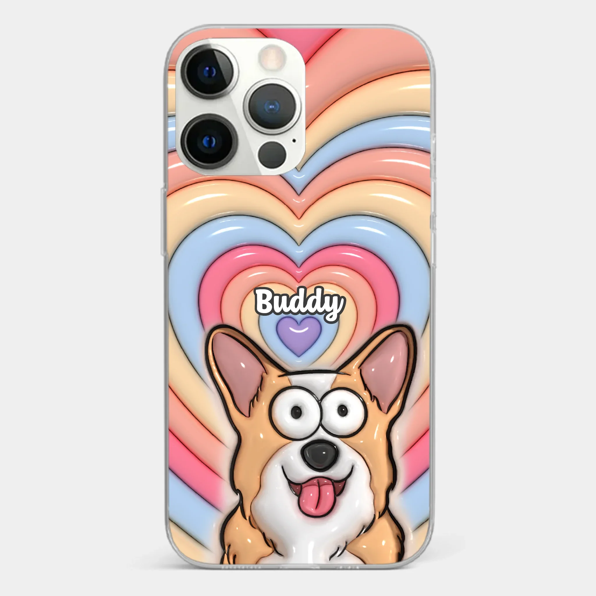 Custom 3D Inflated Effect Printed Clear Phone Case - Personalized Birthday Gifts For Dog Cat Lovers, Dog Dad And Mom, Cat Owners - Cute Pets, Happy Hearts - Image 19