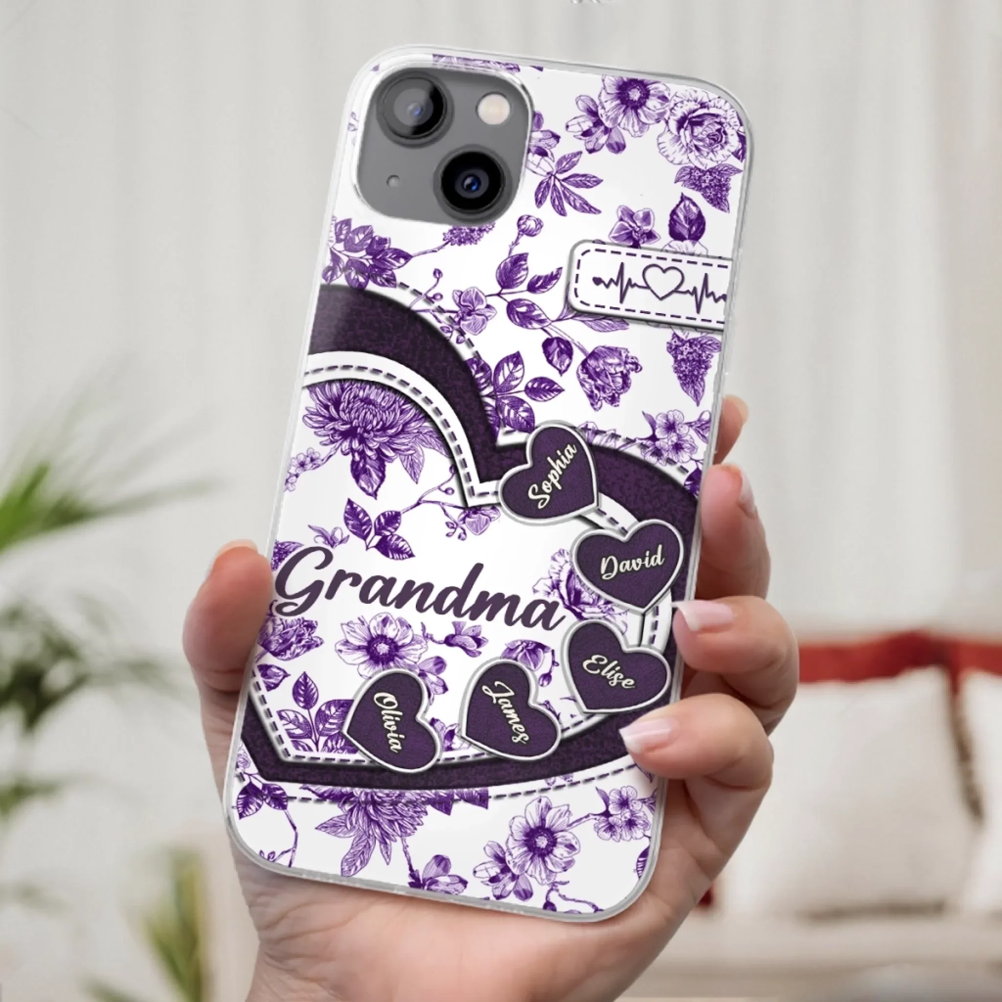 Custom 3D Inflated Effect Printed Clear Phone Case - Personalized Birthday Gifts For Mom, Grandma - Grandma Love Never Fades - Image 32