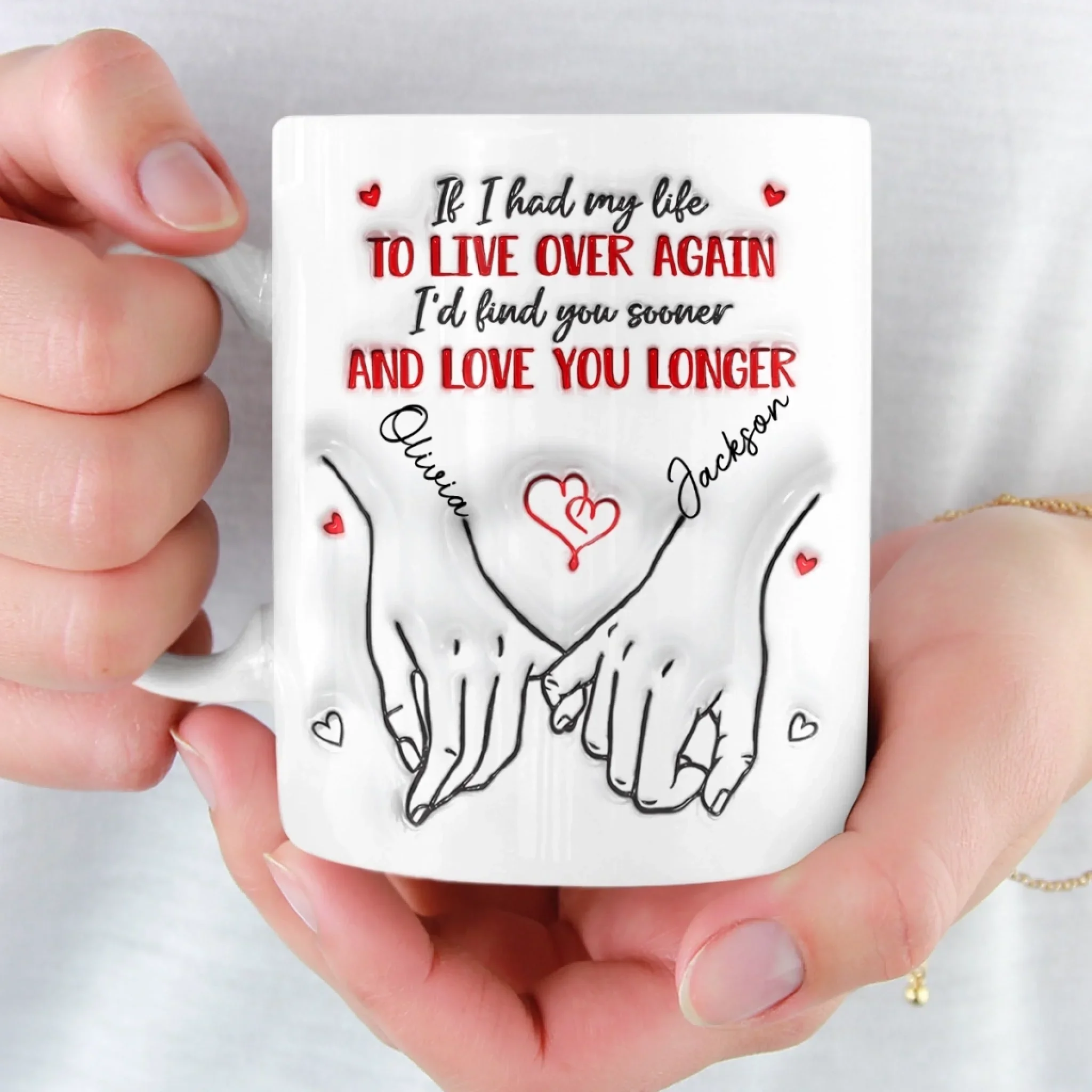Custom 3D Inflated Effect Printed Mug - Personalized Anniversary Wedding Gifts For Husband And Wife, Him And Her - Love Feels Easy With You - Image 6
