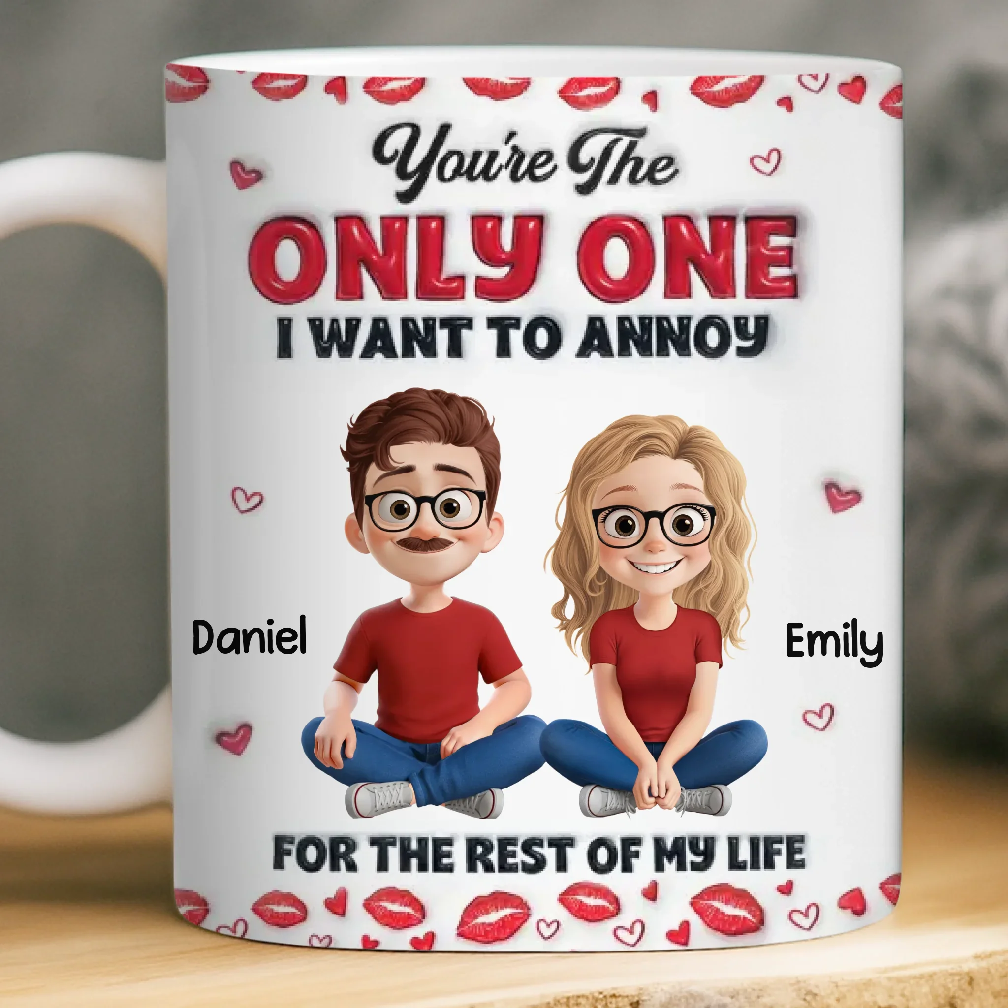 Custom 3D Inflated Effect Printed Mug - Personalized Anniversary Wedding Gifts For Husband And Wife, Him And Her - Love You More Every Day - Image 2
