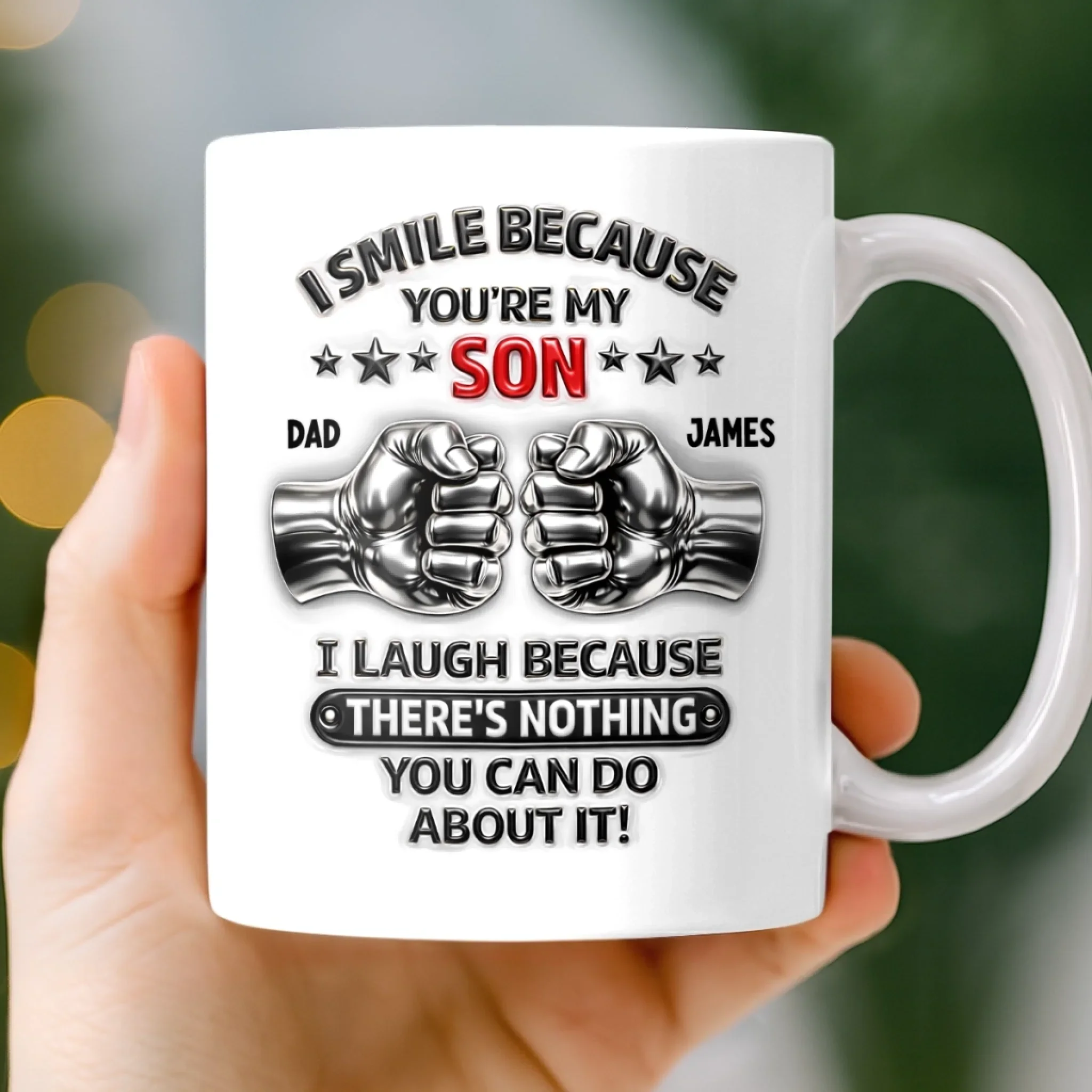Custom 3D Inflated Effect Printed Mug - Personalized Birthday Gifts For Son - Dad And Son, Forever Team - Image 2