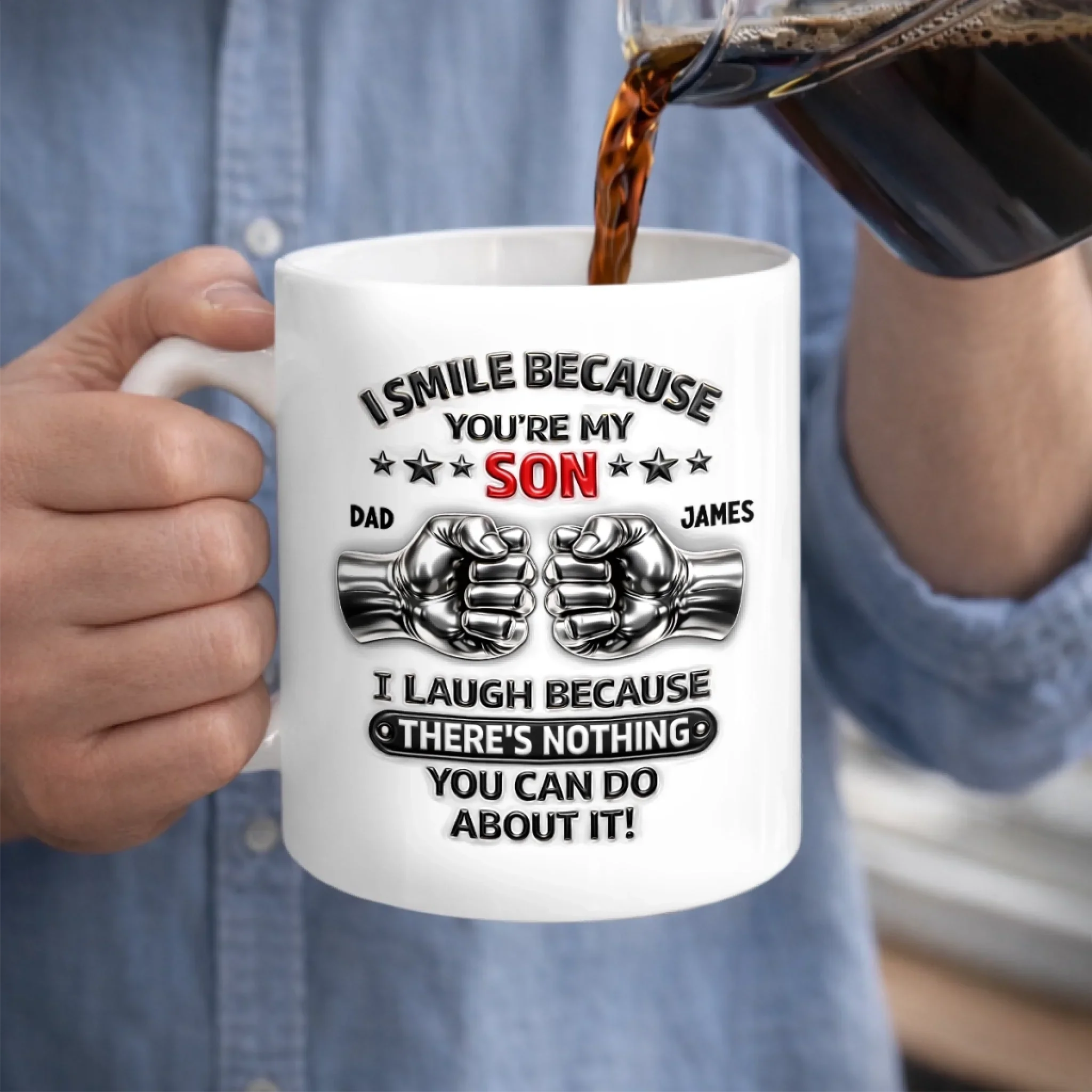 Custom 3D Inflated Effect Printed Mug - Personalized Birthday Gifts For Son - Dad And Son, Forever Team - Image 3