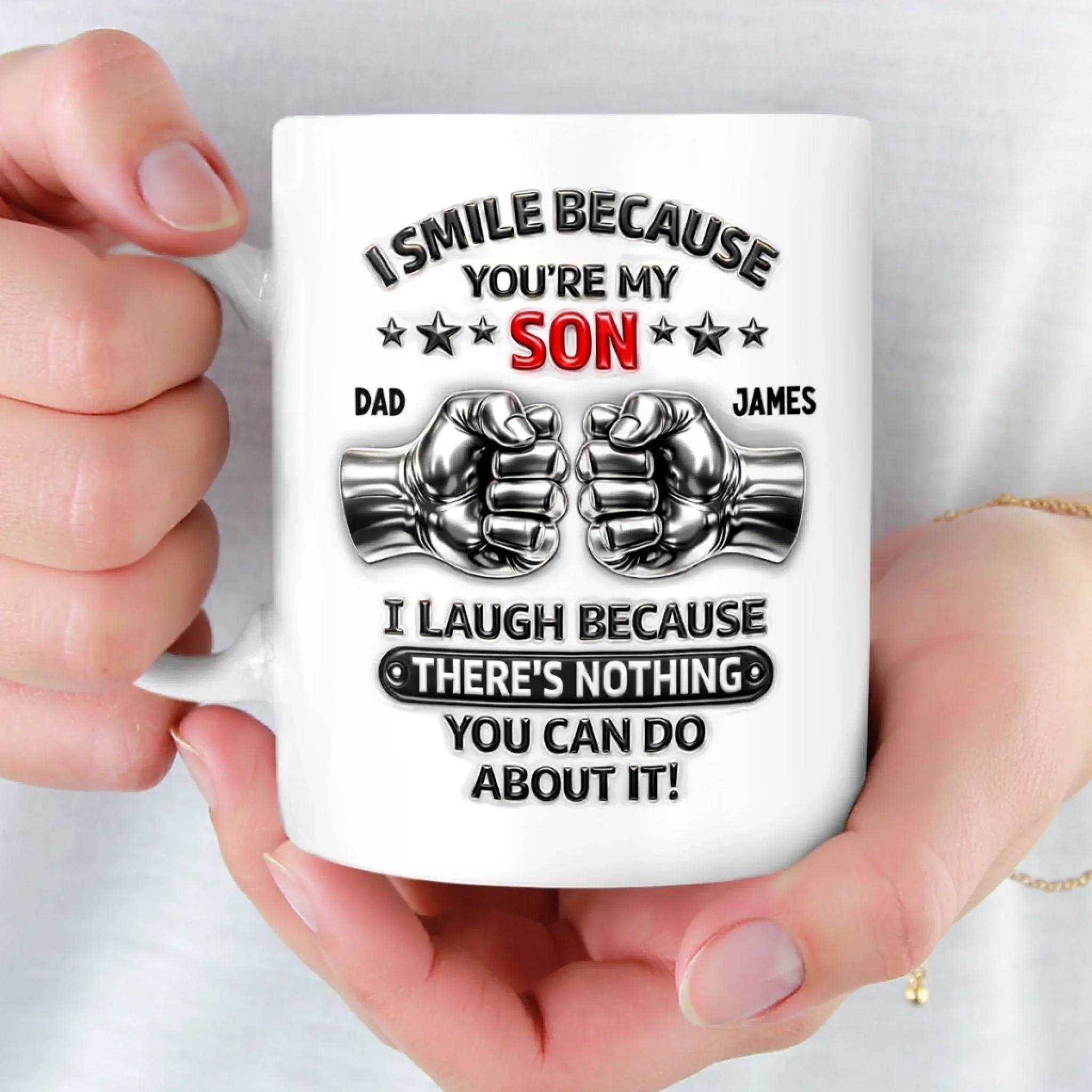 Custom 3D Inflated Effect Printed Mug - Personalized Birthday Gifts For Son - Dad And Son, Forever Team - Image 5