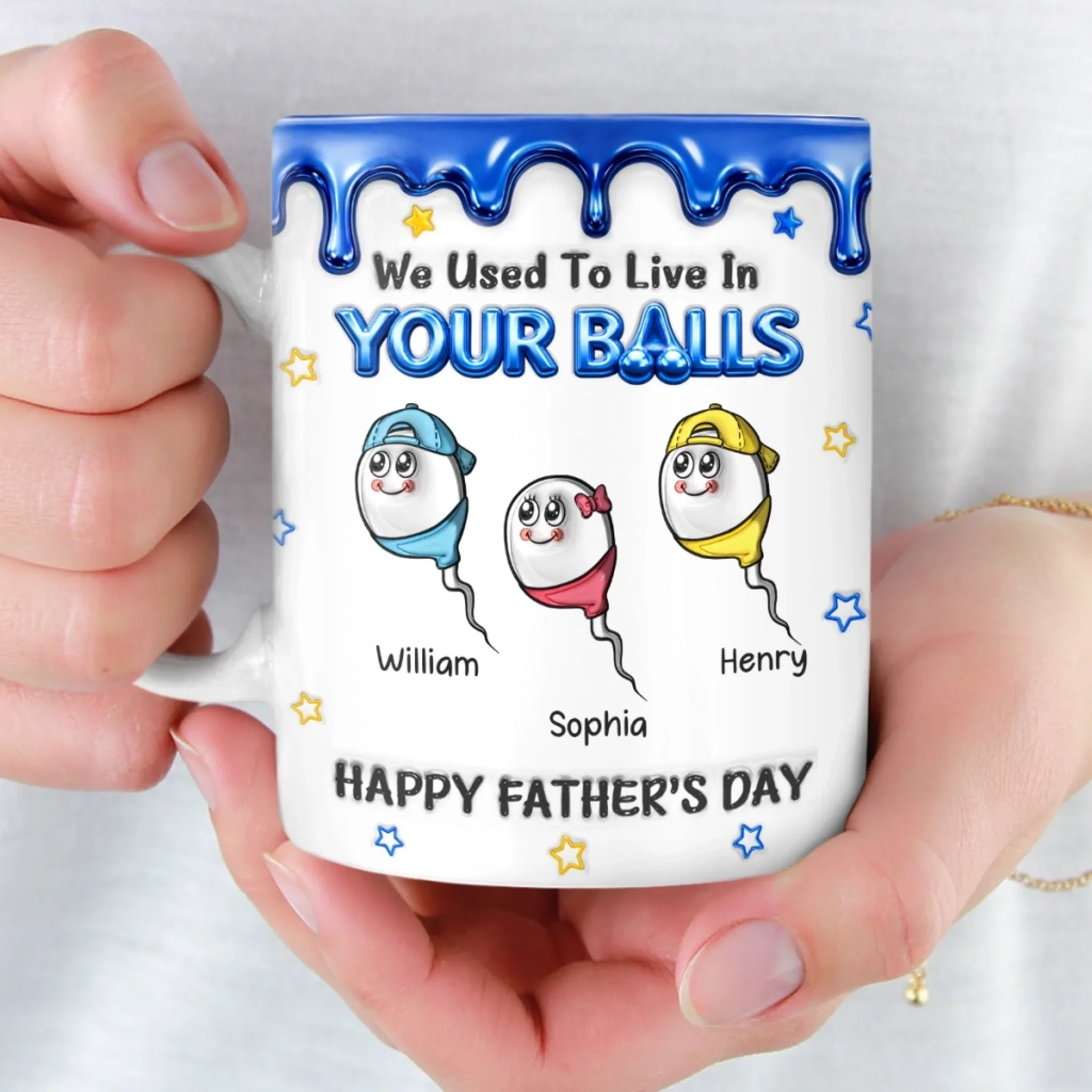 Custom 3D Inflated Effect Printed Mug - Personalized Father's Day Birthday Gifts For Dad - From Balls To Family - Image 5