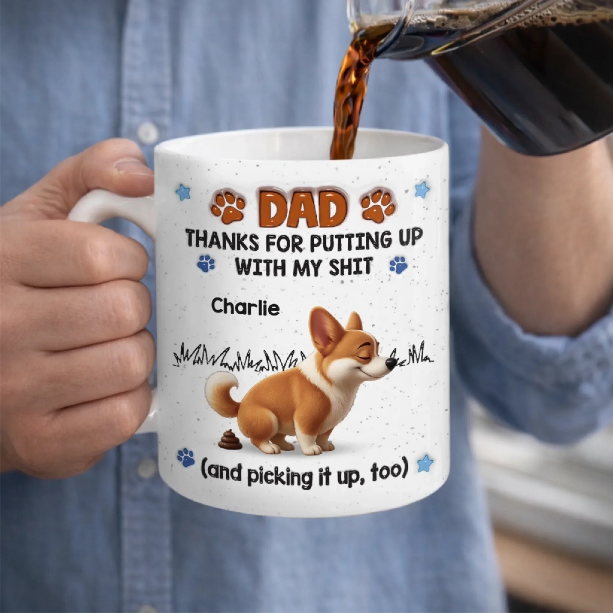 Custom 3D Inflated Effect Printed Mug - Personalized Father's Day Birthday Gifts For Dog Cat Lovers, Dog Dad And Mom, Cat Owners - Purr More, Stress Less - Image 3