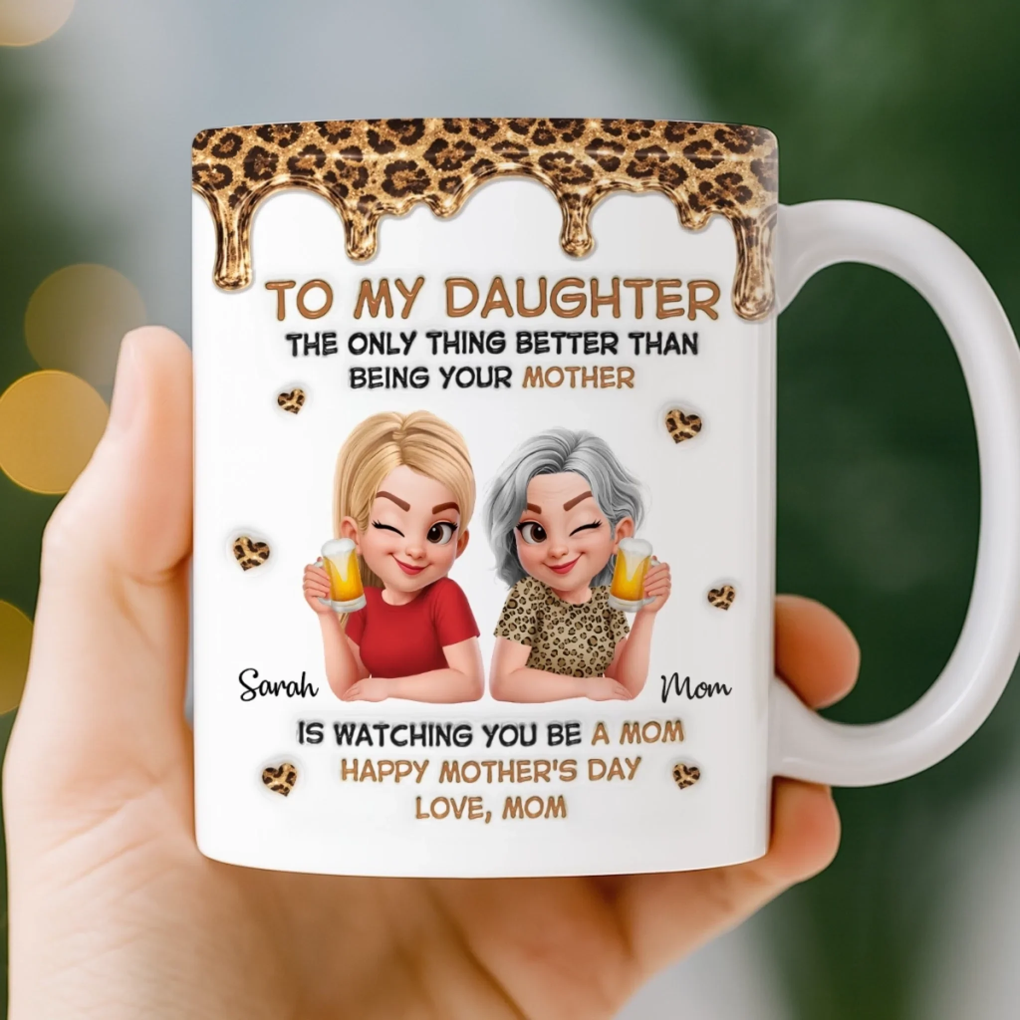 Custom 3D Inflated Effect Printed Mug - Personalized Mother's Day Gifts For Mom, Daughter - Like Mother Like Daughter - Image 4