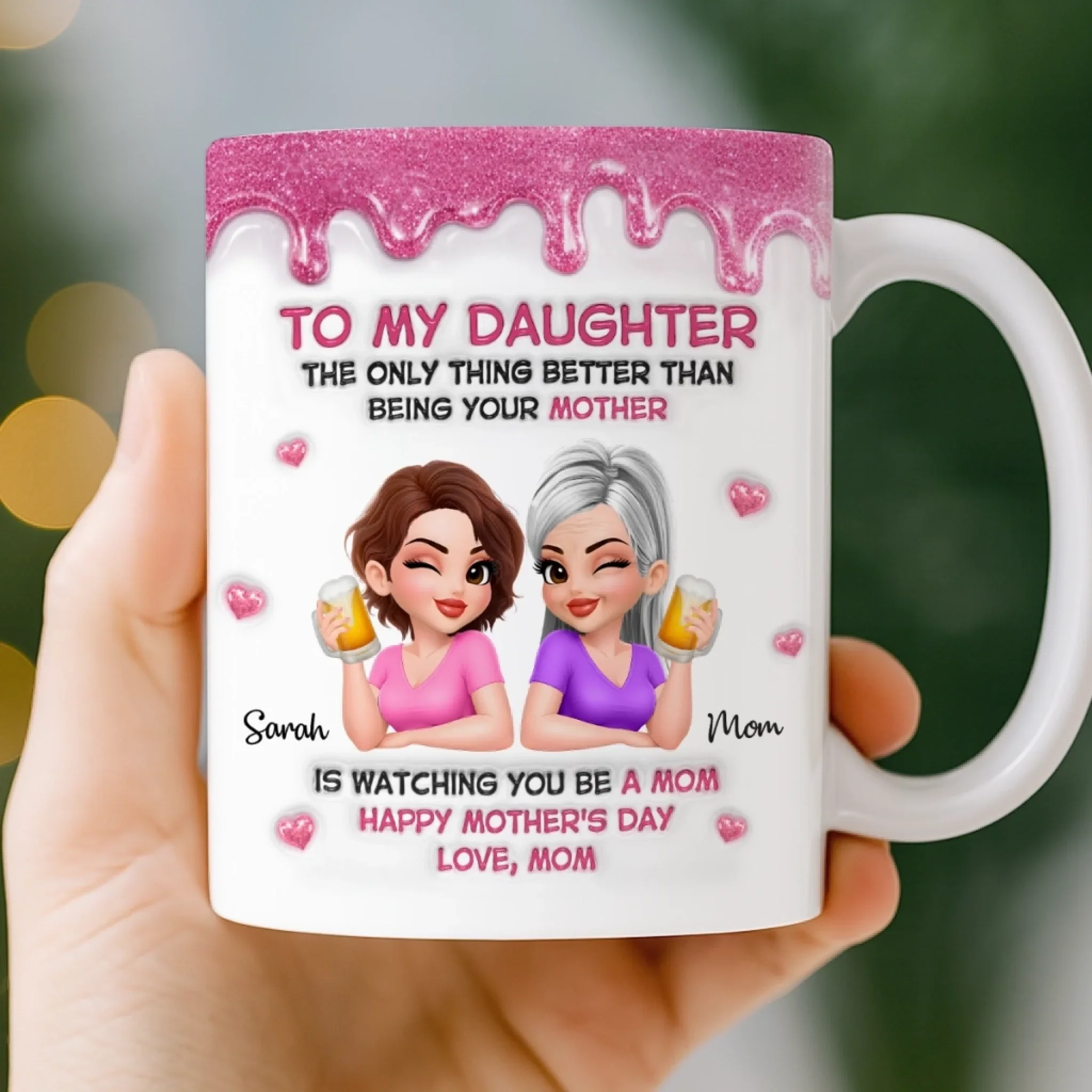 Custom 3D Inflated Effect Printed Mug - Personalized Mother's Day Gifts For Mom, Daughter - Mom And Daughter Forever Bonded - Image 4