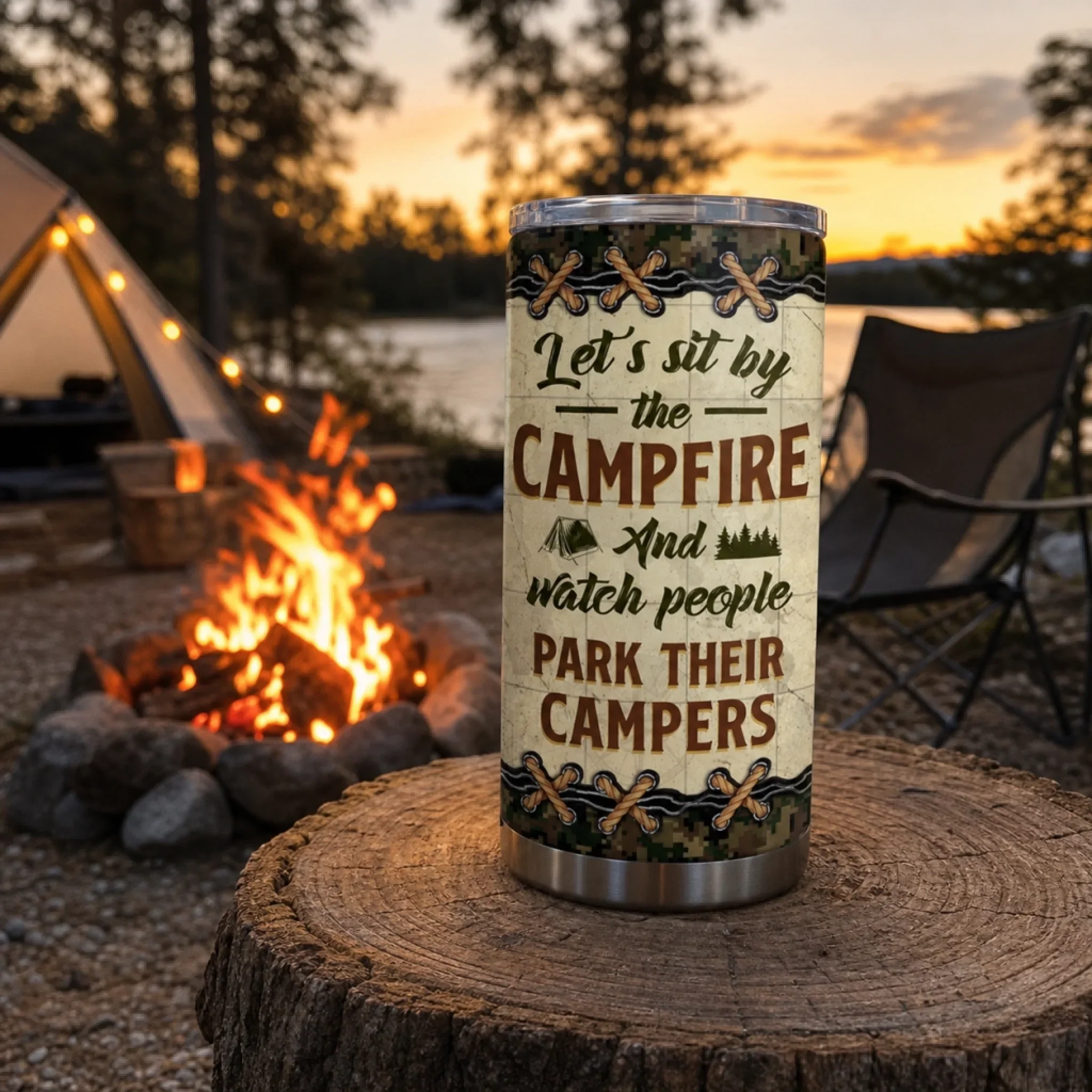 Custom 4 In 1 Can Cooler Tumbler - Personalized Birthday Camping Gifts For Campers, Husband And Wife, Him And Her - Camp Life, Couple Vibes - Image 8