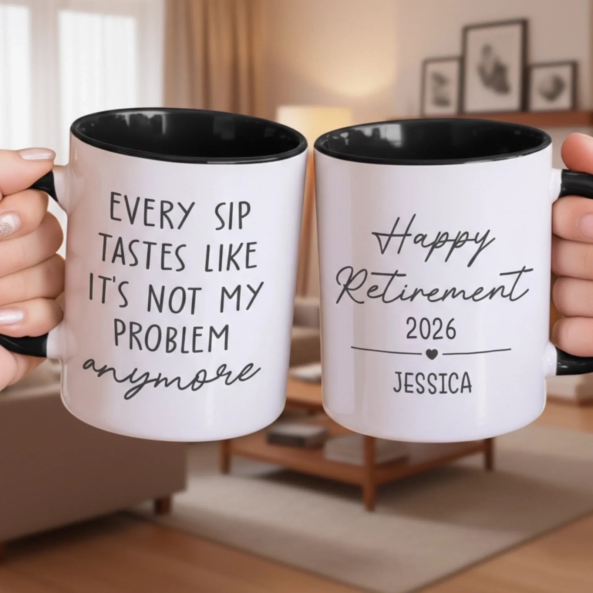 Custom Accent Mug - Personalized Retirement Gifts For Women, Men - Zero Meetings, Zero Stress - Image 3