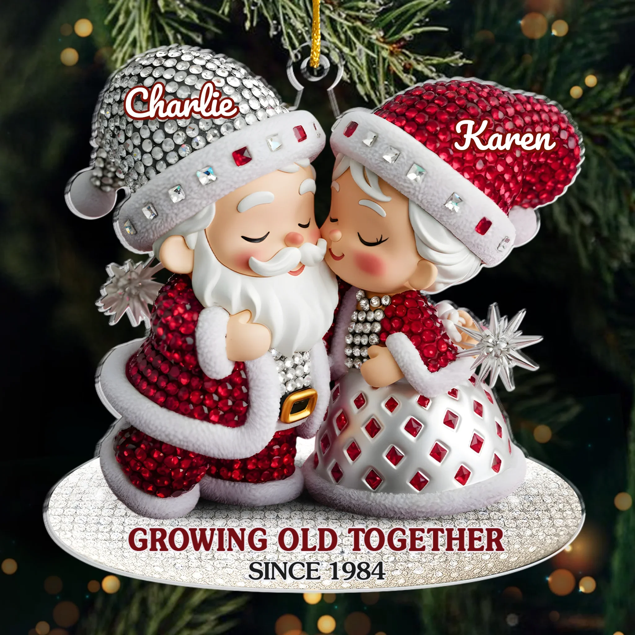 Custom Acrylic Ornament - Personalized Anniversary Christmas Wedding Gifts For Husband And Wife, Him And Her - Together, Always Merry - Image 2