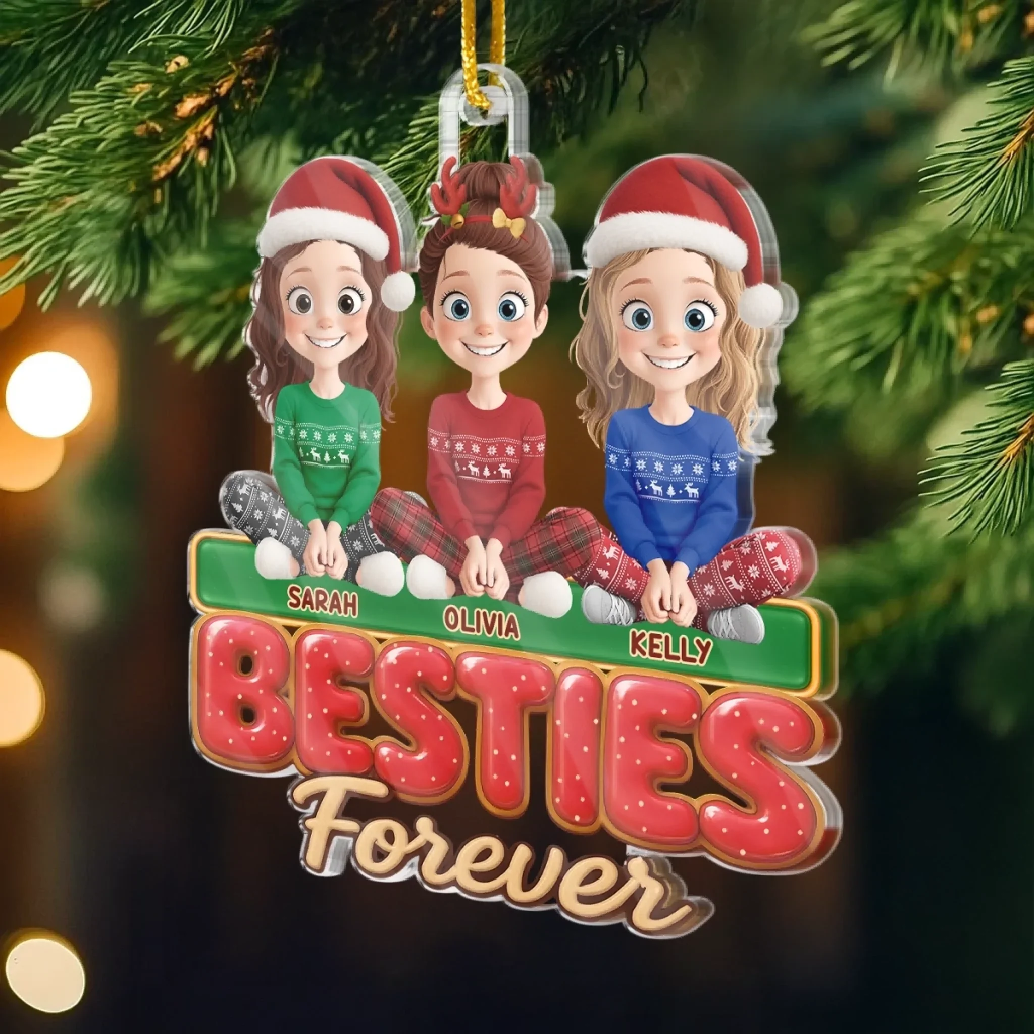 Custom Acrylic Ornament - Personalized Best Friend Christmas Birthday Gifts For Women, Besties, Sisters, BFF - Side By Side - Image 3