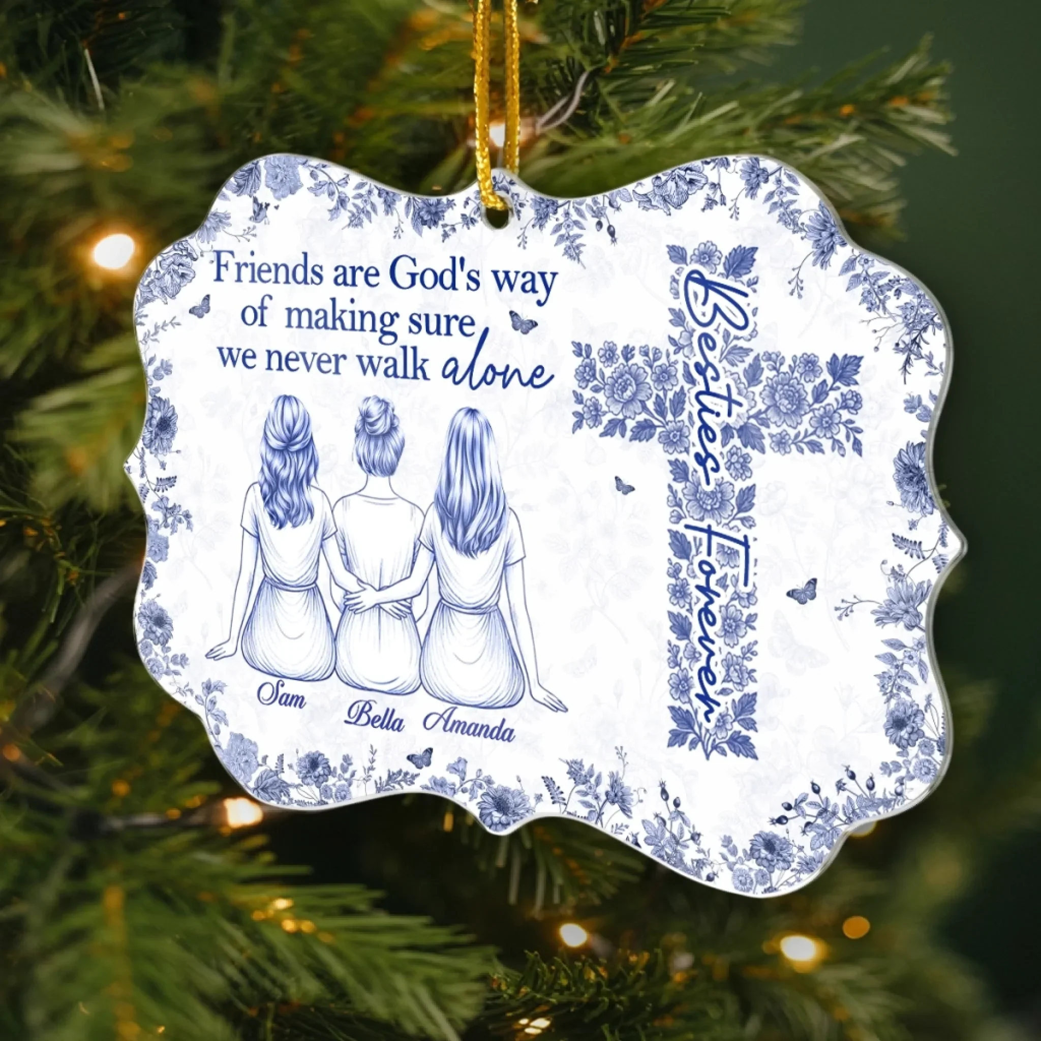 Custom Acrylic Ornament - Personalized Best Friend Christmas Birthday Gifts For Women, Besties, Sisters, BFF - Wrapped In Friendship And Joy - Image 3