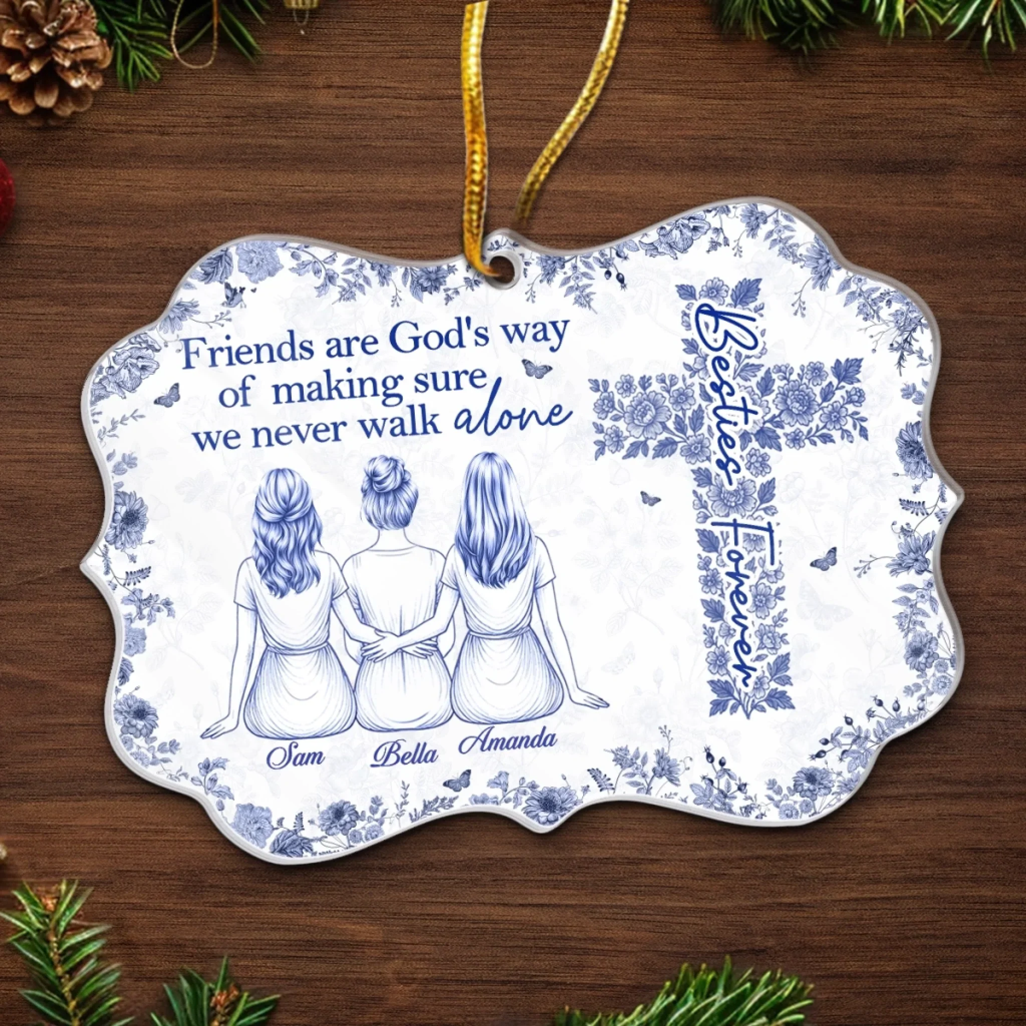 Custom Acrylic Ornament - Personalized Best Friend Christmas Birthday Gifts For Women, Besties, Sisters, BFF - Wrapped In Friendship And Joy - Image 5