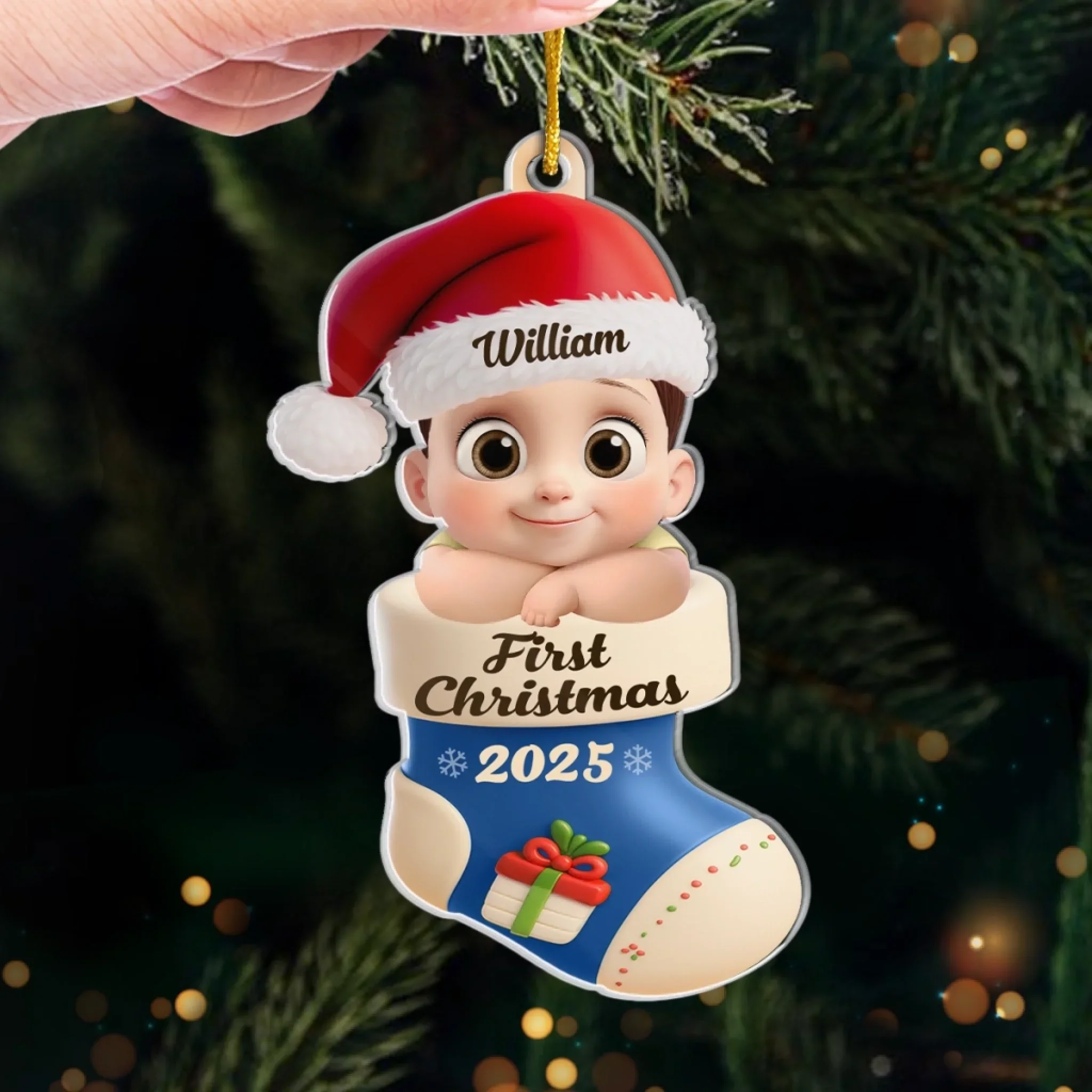 Custom Acrylic Ornament - Personalized Christmas Baby Shower, Gender Reveal Gifts For New Moms, New Dads, New Parents - Too Cute To Be Pine - Image 4