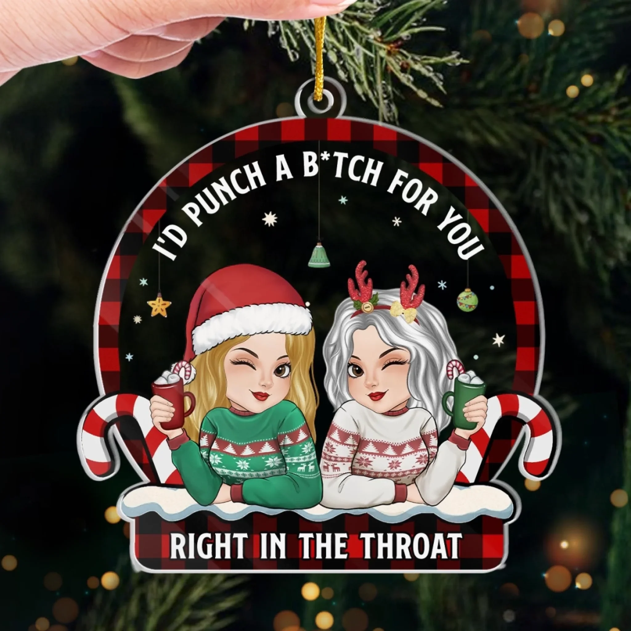 Custom Acrylic Ornament - Personalized Christmas Best Friend Birthday Gifts For Women, Besties, Sisters, BFF - Partners In Crime And Wine - Image 4