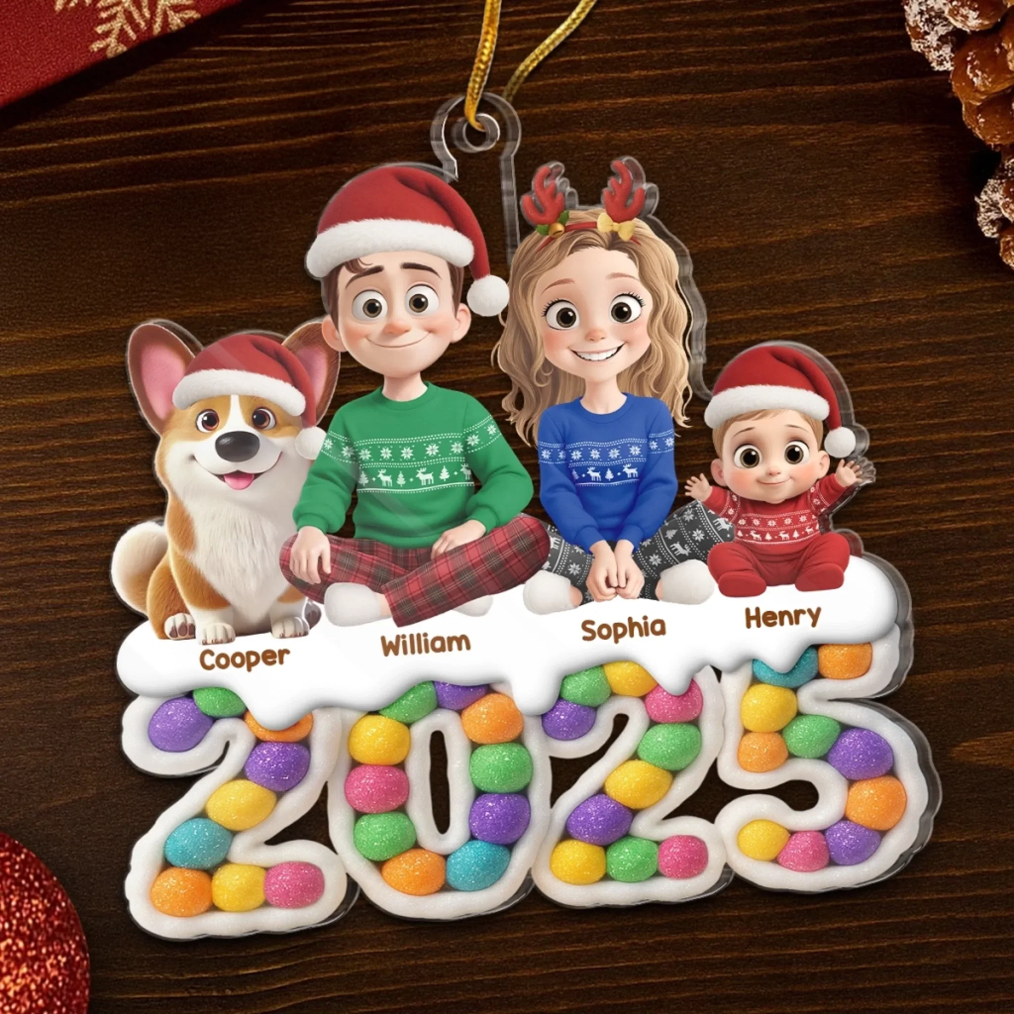 Custom Acrylic Ornament - Personalized Christmas Birthday Gifts For Family, Dog Cat Lovers - Love Gathers Here - Image 5