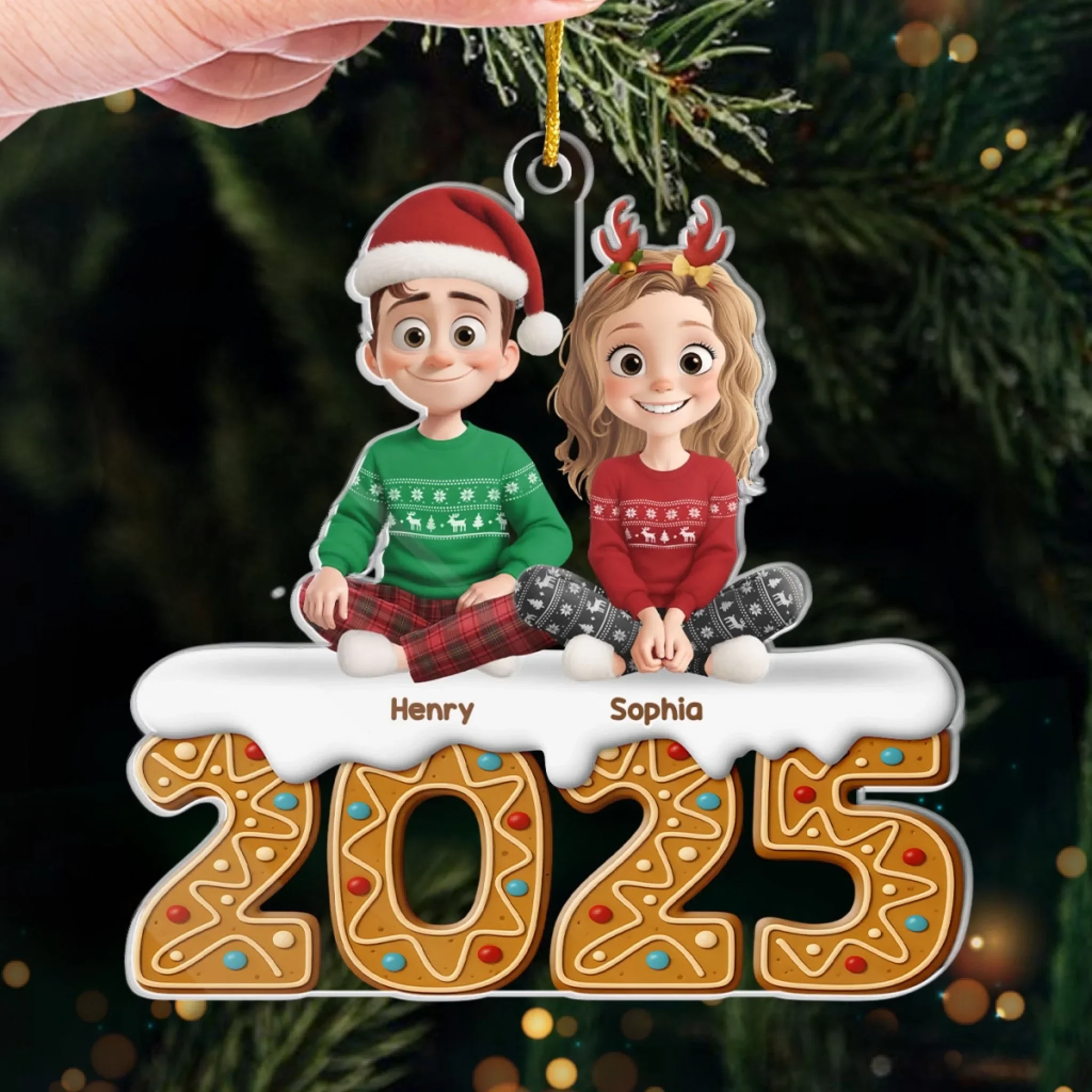 Custom Acrylic Ornament - Personalized Engaged Anniversary Christmas Wedding Gifts For Husband And Wife, Him And Her - Love Wrapped In Lights - Image 4