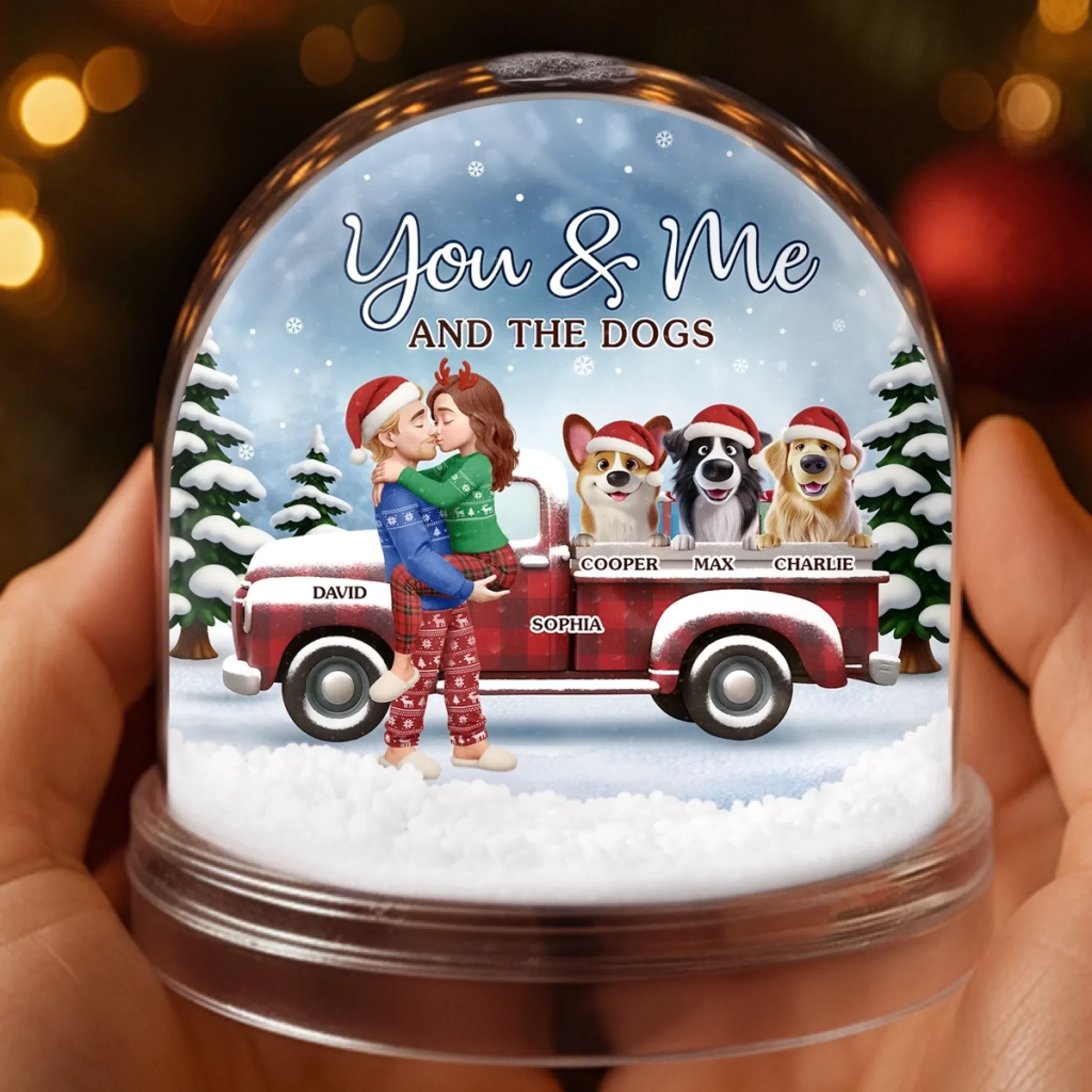 Custom Acrylic Snow Globe - Personalized Anniversary Christmas Wedding Gifts For Husband And Wife, Dog Dad And Mom - Pawsitively In Love - Image 3