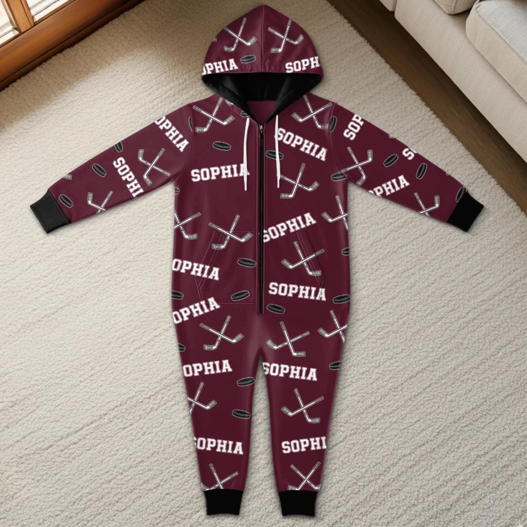 Custom Adult Onesie - Personalized Christmas Birthday Hockey Gifts For Hockey Lovers, Sports Fans, Sports Lovers - Born To Score - Image 4