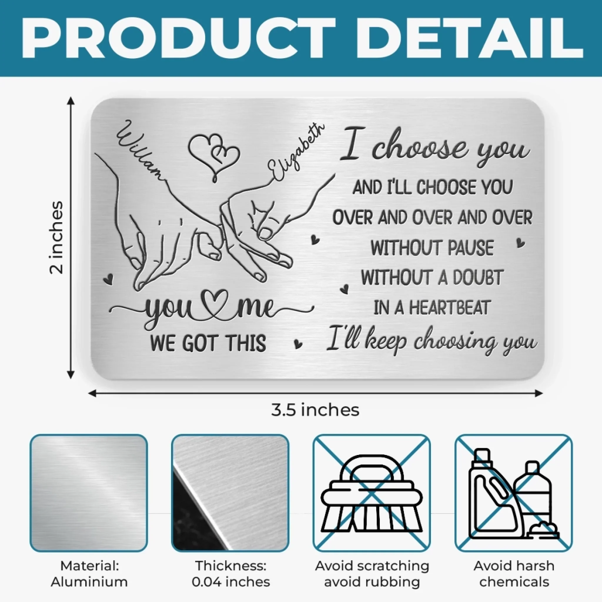 Custom Aluminum Wallet Card - Personalized Anniversary Wedding Gifts For Husband And Wife, Him And Her - Love Feels Steady With You - Image 4